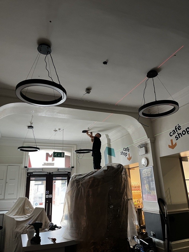  New lighting being installed in Reception 