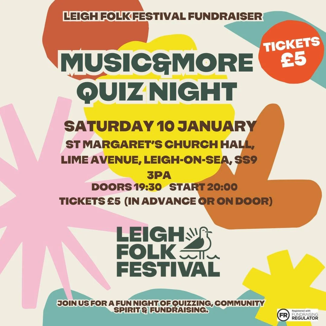 Come along and help support 𝐋𝐞𝐢𝐠𝐡 𝐅𝐨𝐥𝐤 𝐅𝐞𝐬𝐭𝐢𝐯𝐚𝐥 𝟐𝟎𝟐𝟔 🎶🎸

Leigh Folk Festival, a beloved community event, needs your support for the 2026 Festival! We're hosting a special fundraising Music&amp;More Quiz Night, and we invite you