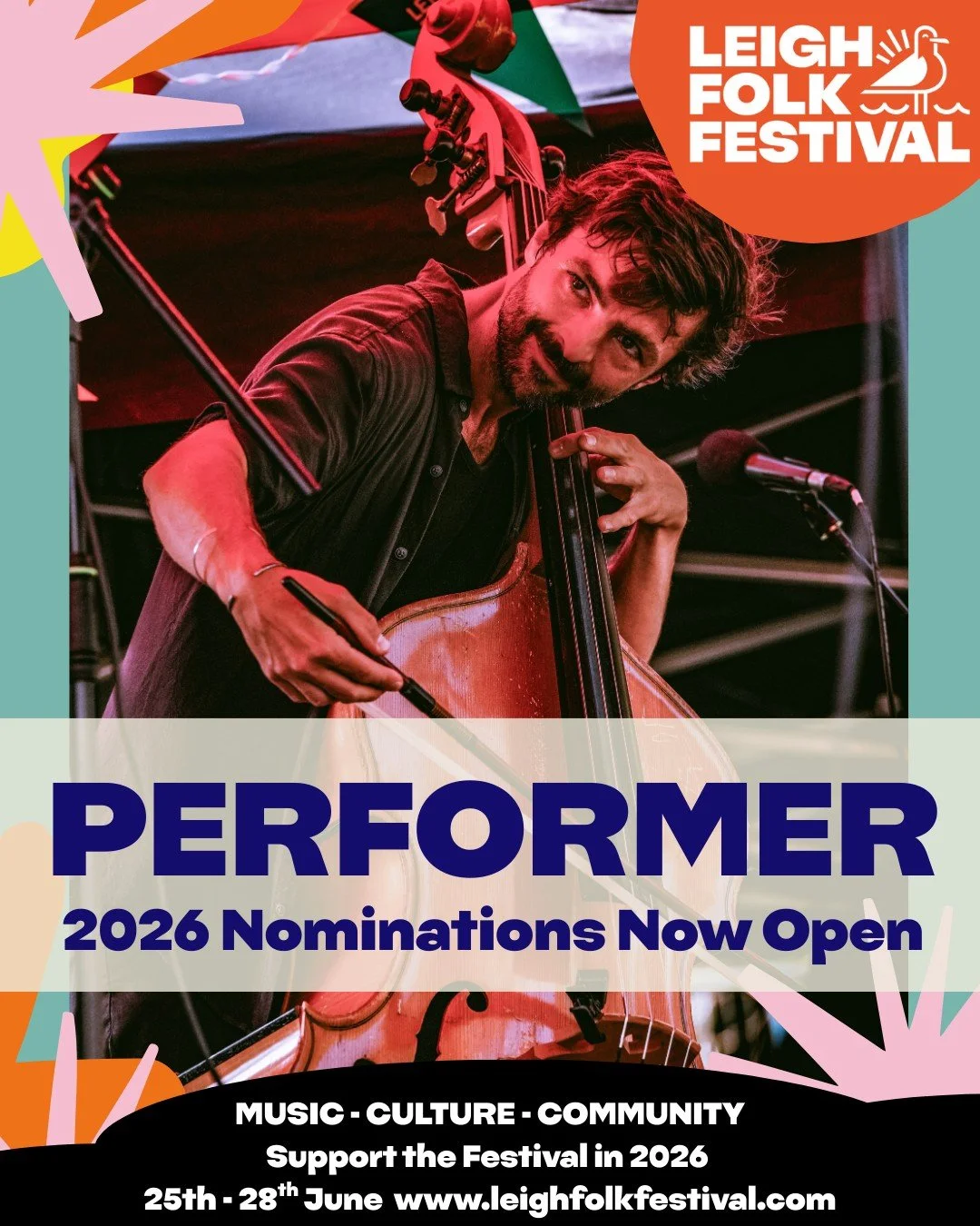 STAGE CALL: PERFORM AT LEIGH FOLK FESTIVAL 2026! 
The UK&rsquo;s largest free folk festival is officially back from 25th&ndash;28th June 2026, and we&rsquo;re looking for our next soundtrack! 

With 20+ incredible venues across the town - from vibran