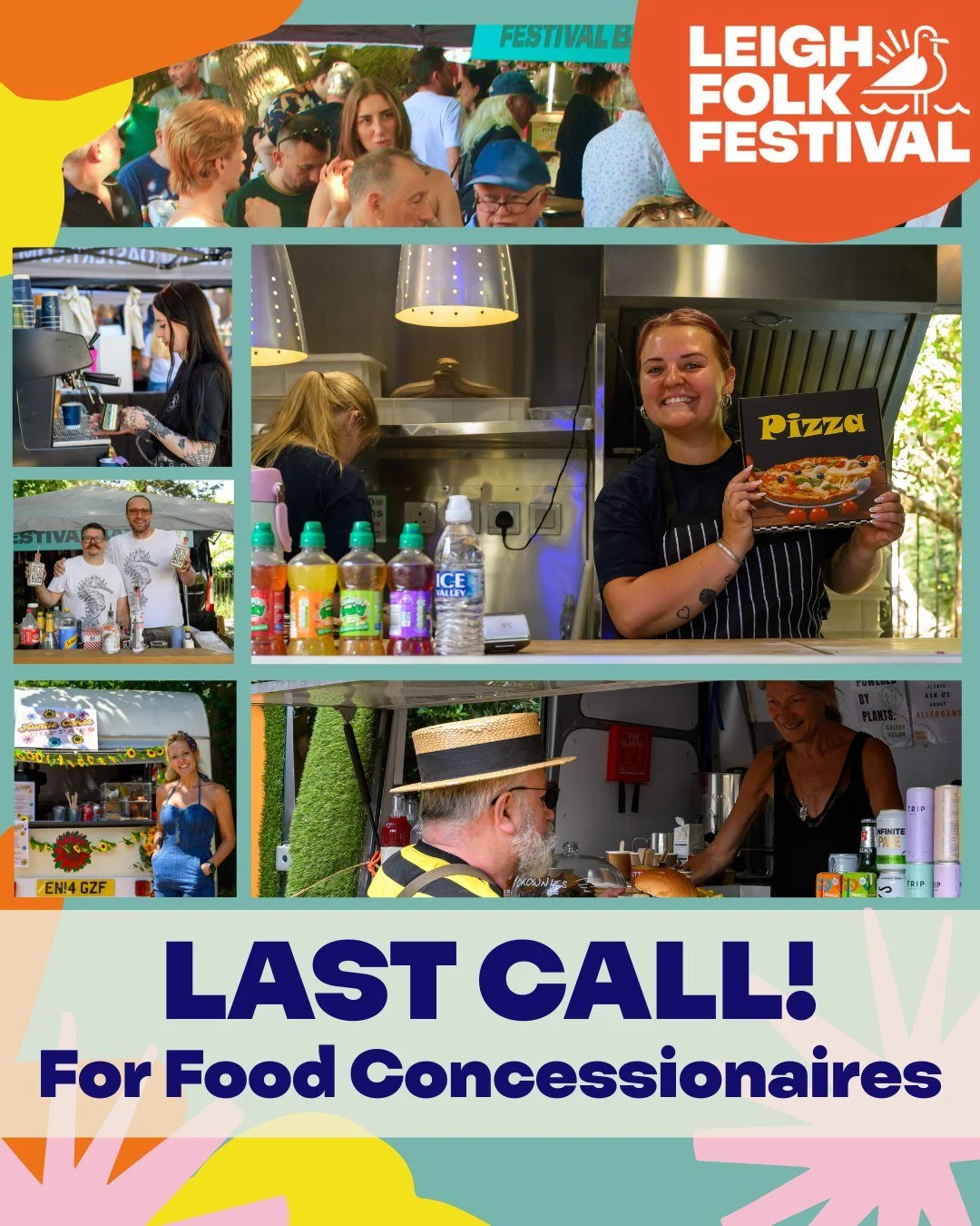 LAST WEEK TO APPLY! 🍴

Don&rsquo;t miss your chance to feed the crowds at Leigh Folk Festival 2026! We&rsquo;re looking for high-quality, independent food traders to join our festival zones.
 
Applications close on March 1st, and with over 8,000 vis