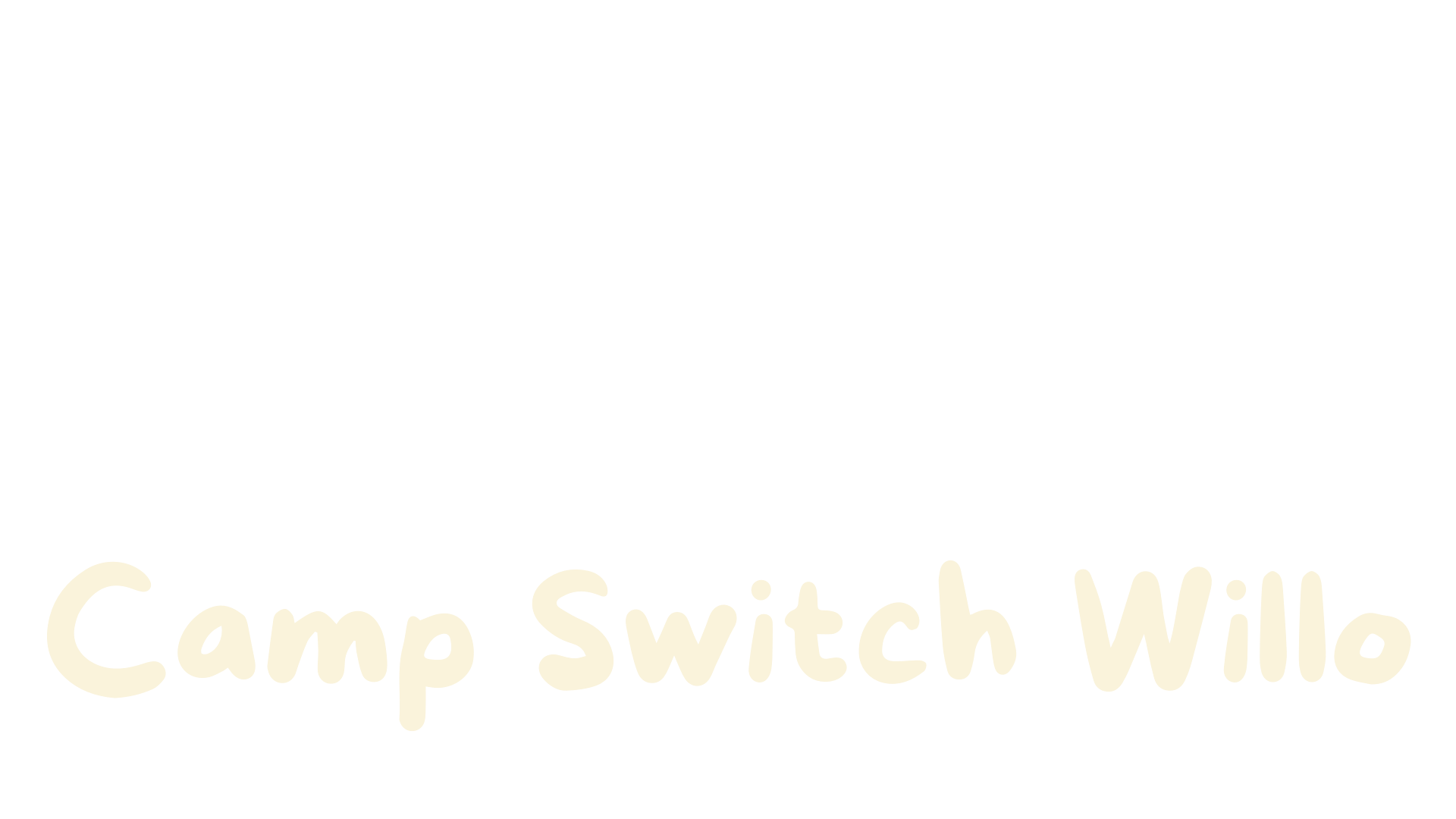Graphic with text 'Camp Switch Will' and a black background.