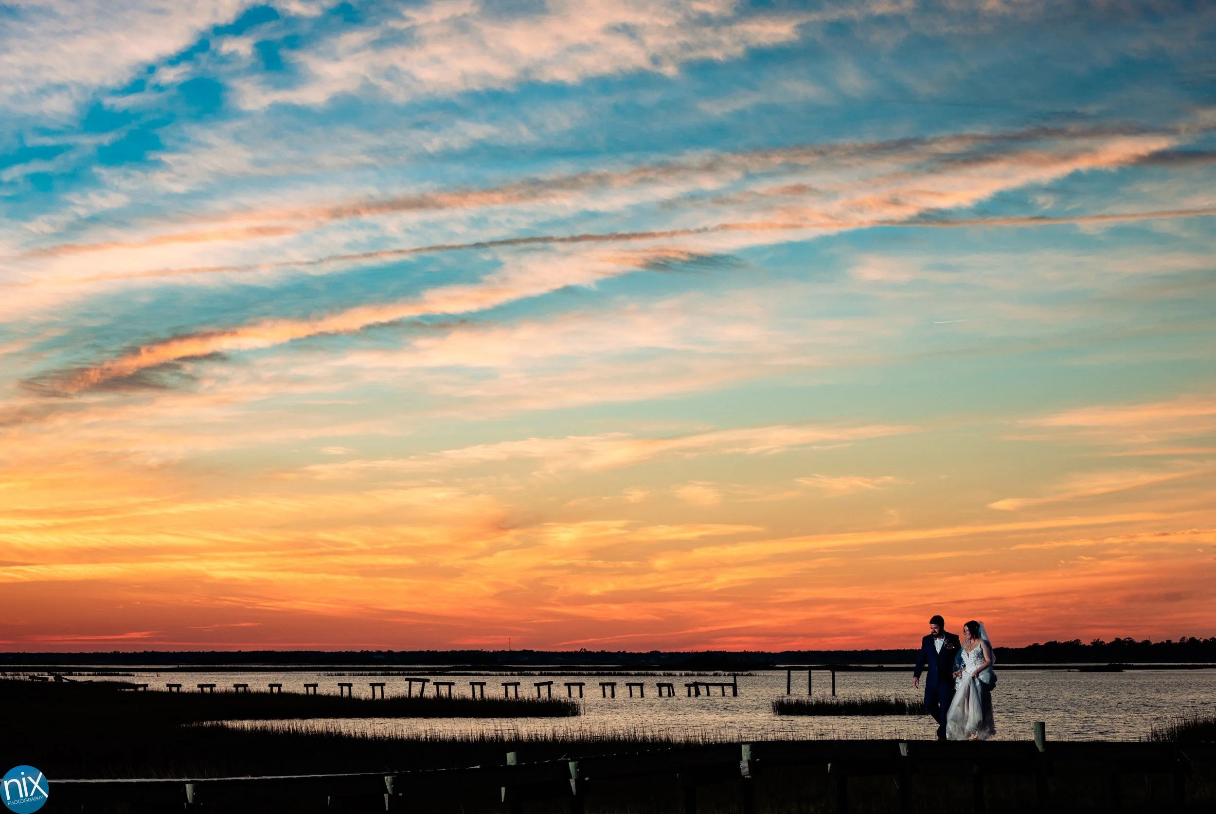 Epic sunset for a fall wedding on Emerald Isle — North Carolina Wedding