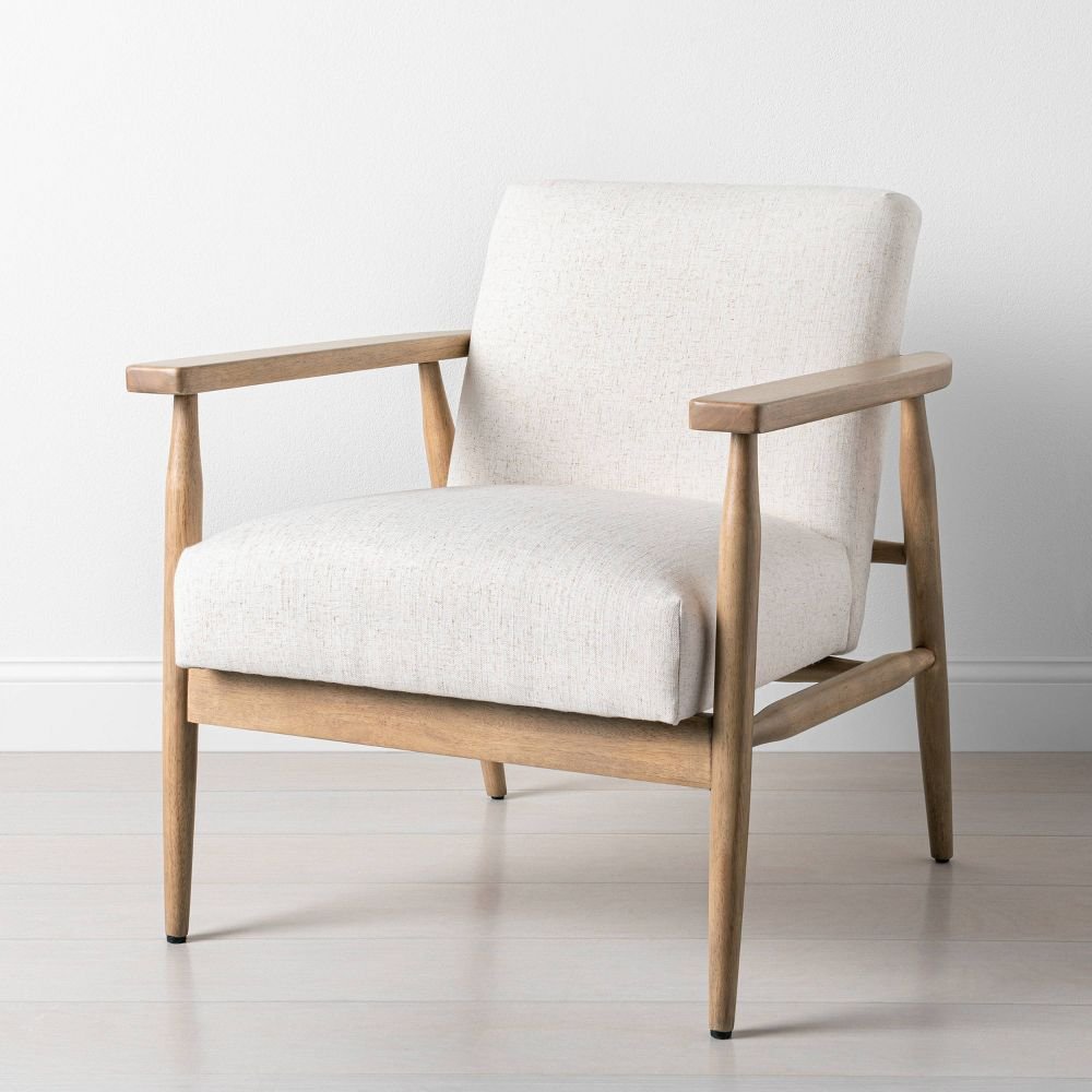 Upholstered Natural Wood Chair
