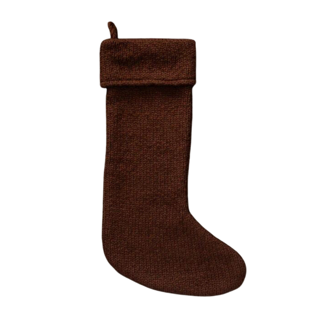 Cozy Knit Stocking in Deep Brown