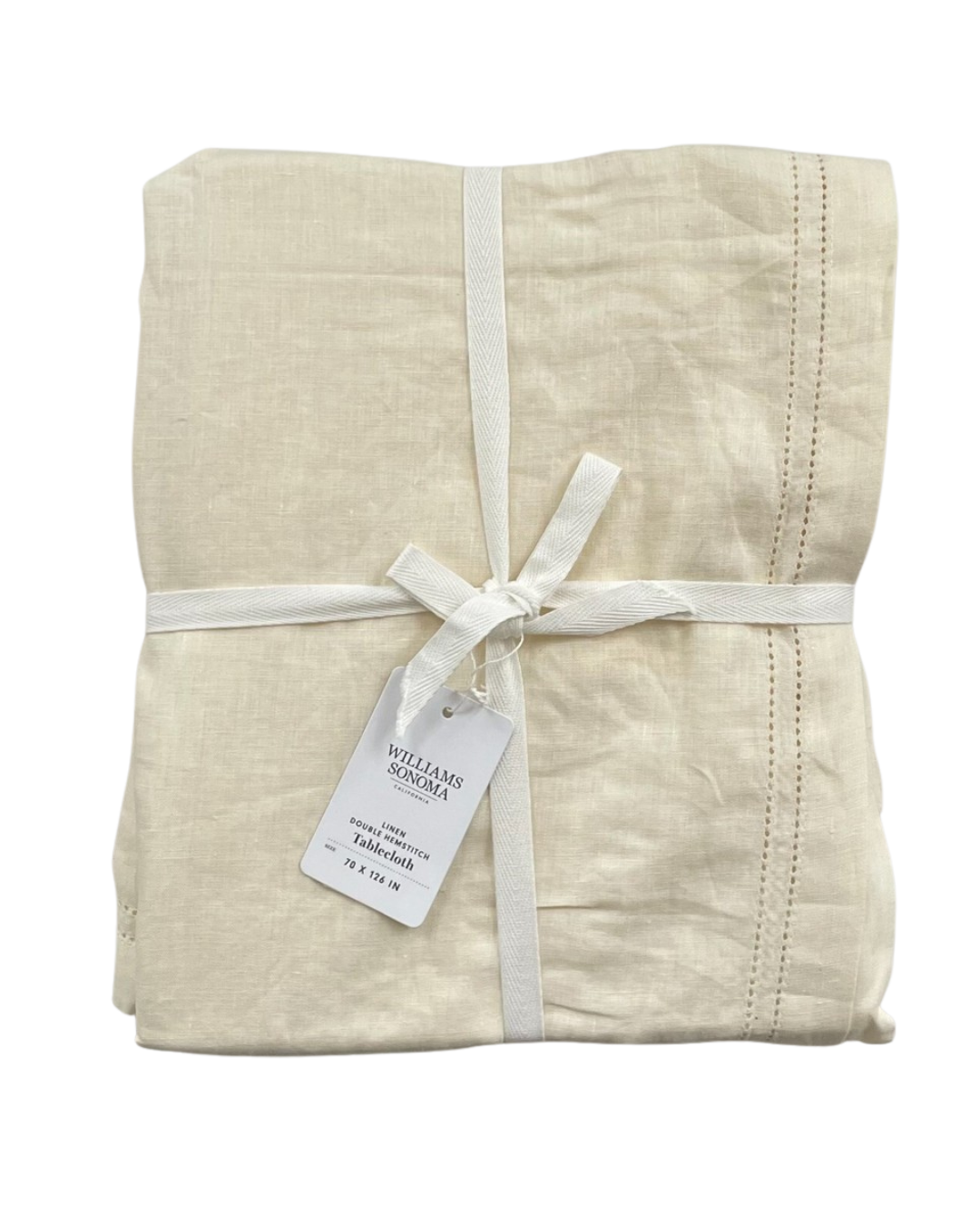 Linen Double Hemstitch Tablecloth, Cream