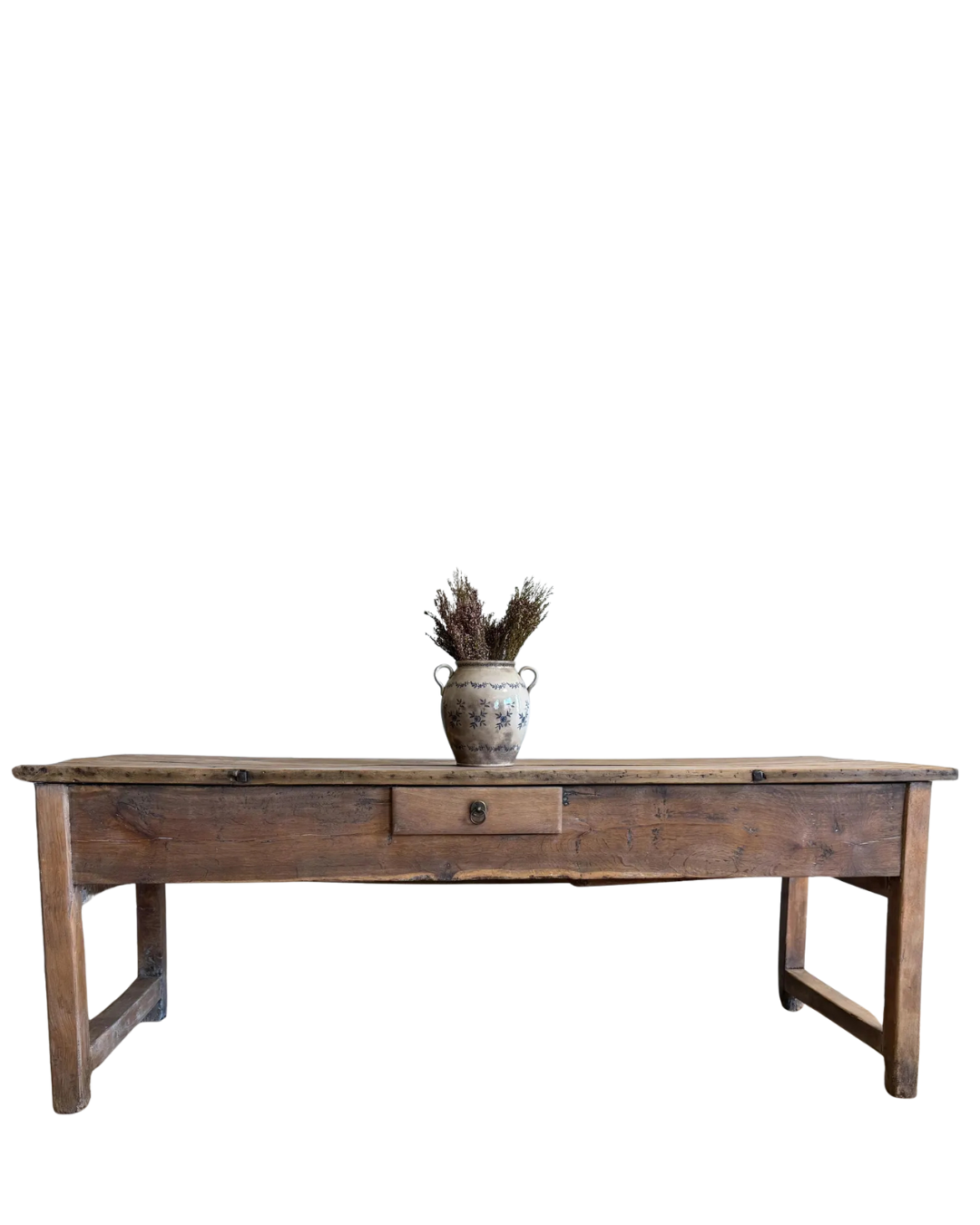Antique French Elm &amp; Fruitwood Base Worktable