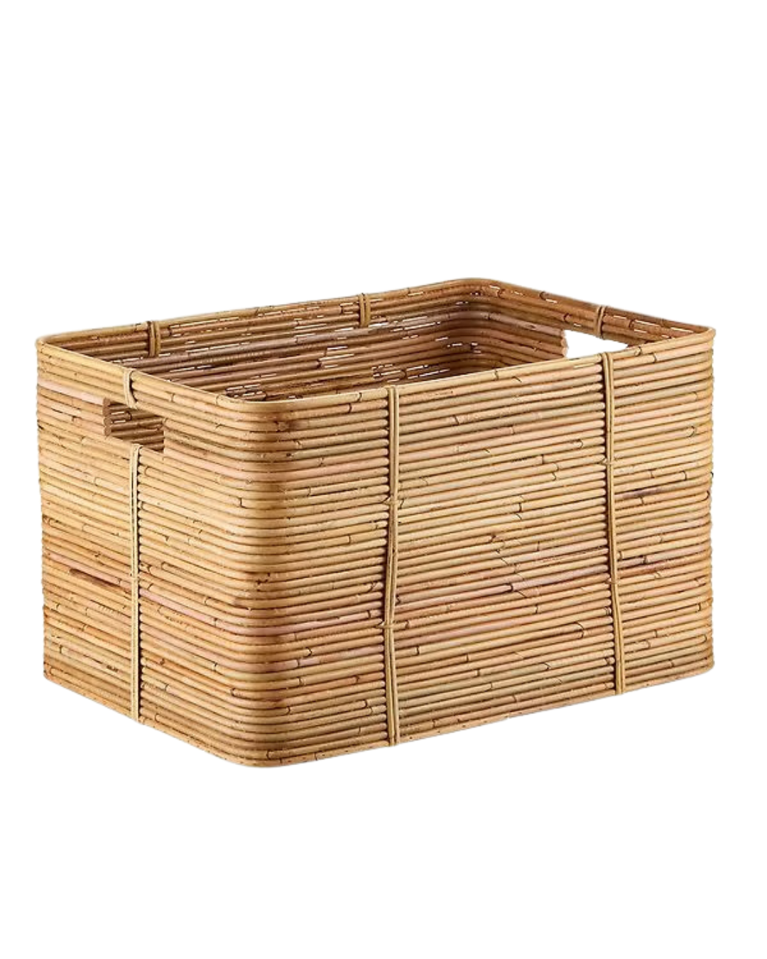 Reeded Rattan Bin
