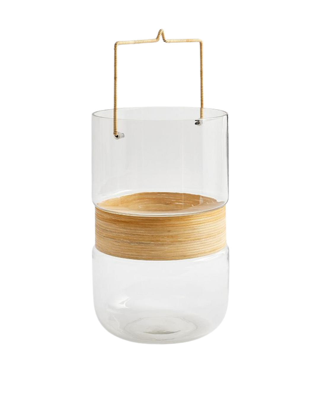 Palm Woven Rattan &amp; Glass Hurricane