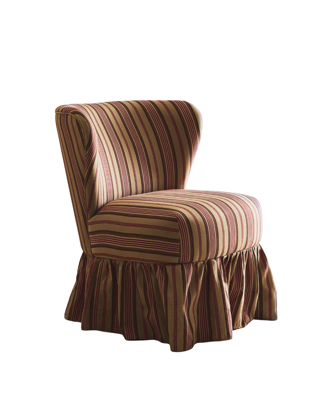 Striped Accent Chair with Ruffle
