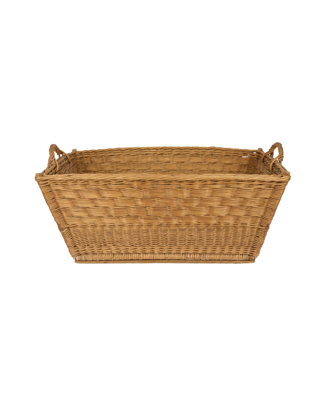 Mid-Century Large French Wicker Laundry Basket