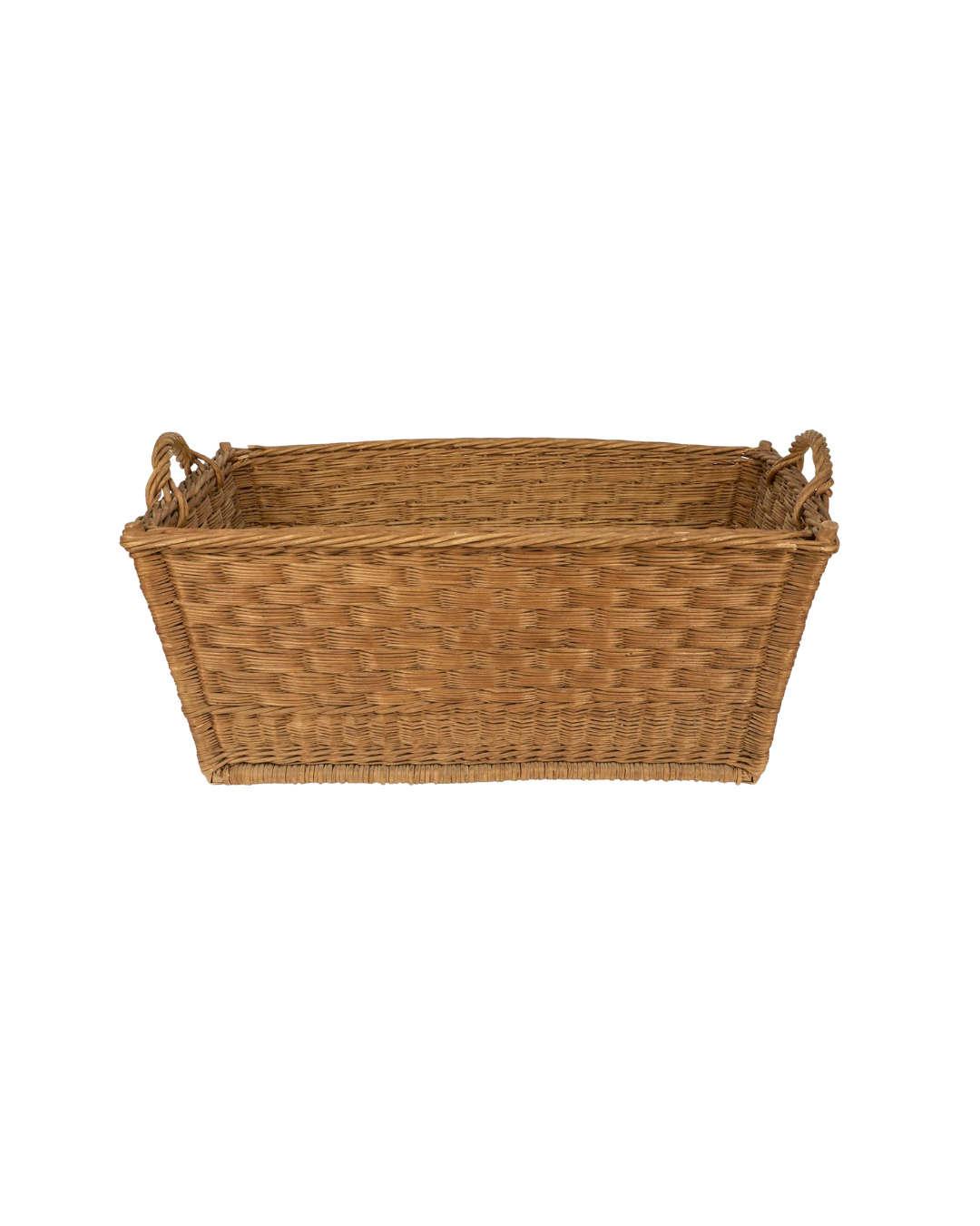 1950s Medium French Rectangular Wicker Basket
