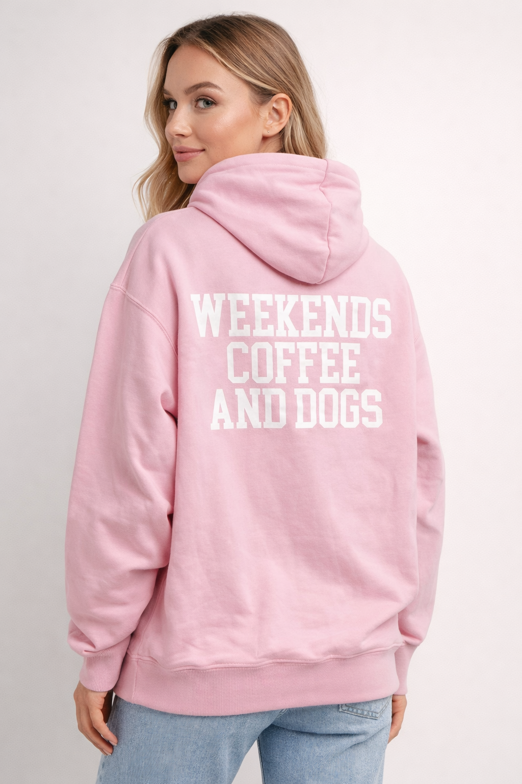 Weekends Coffee & Dogs Pink Hoodie.png