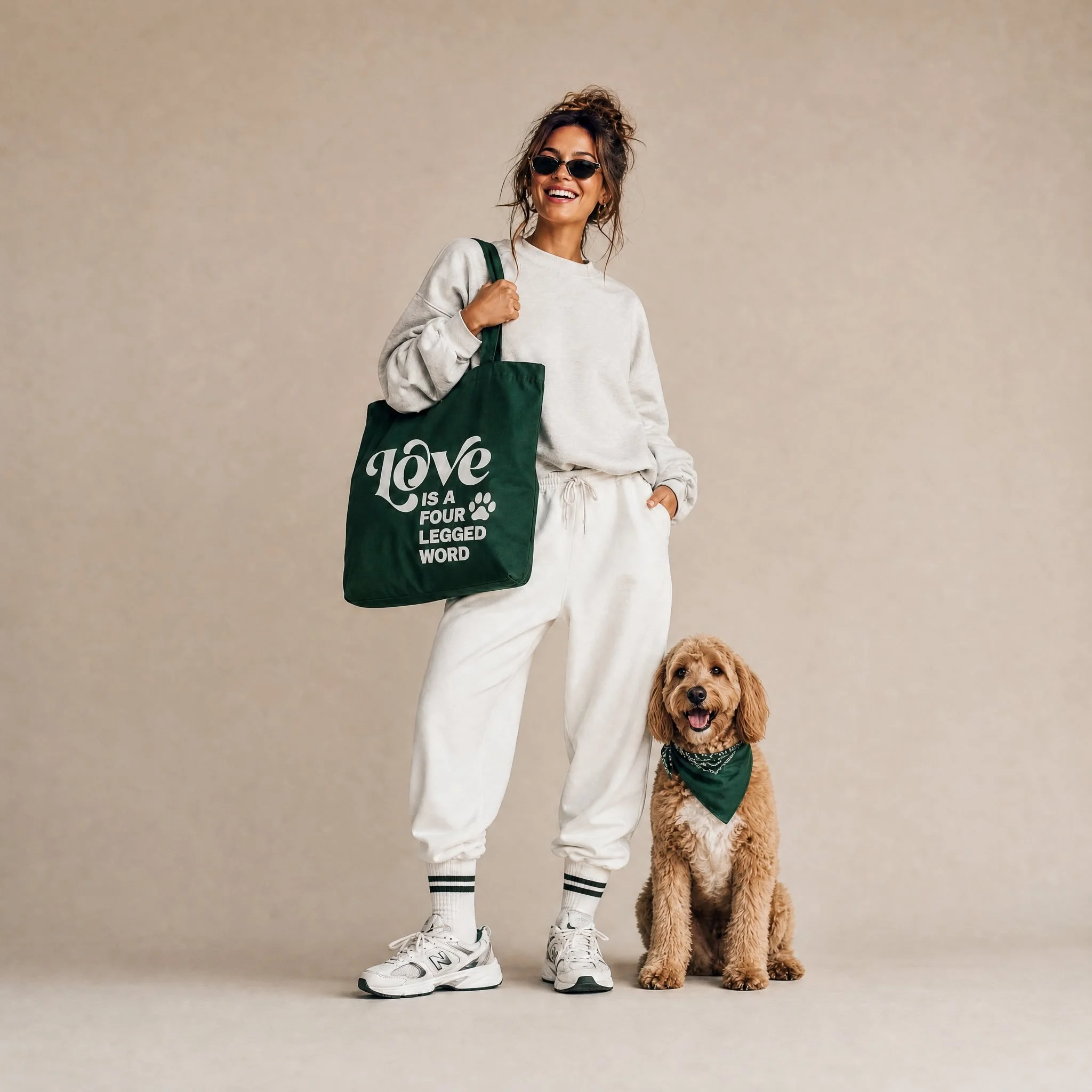 Love Is Tote in Forest Green on Model.jpg
