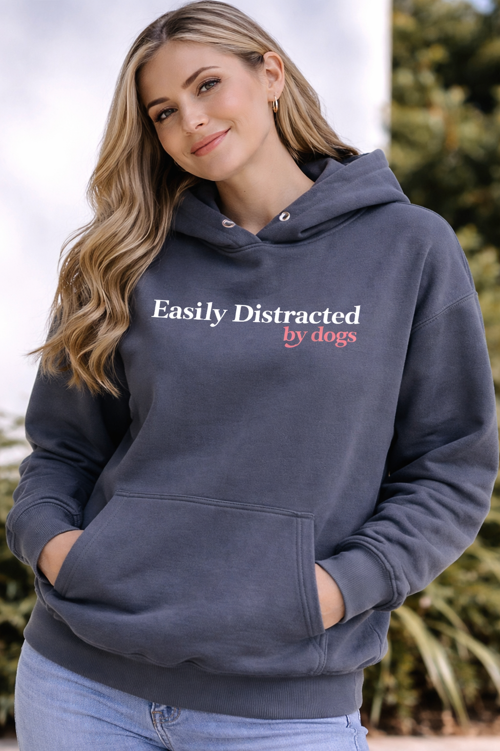 Easily distracted by dogs  Charcoal Hoodie.png
