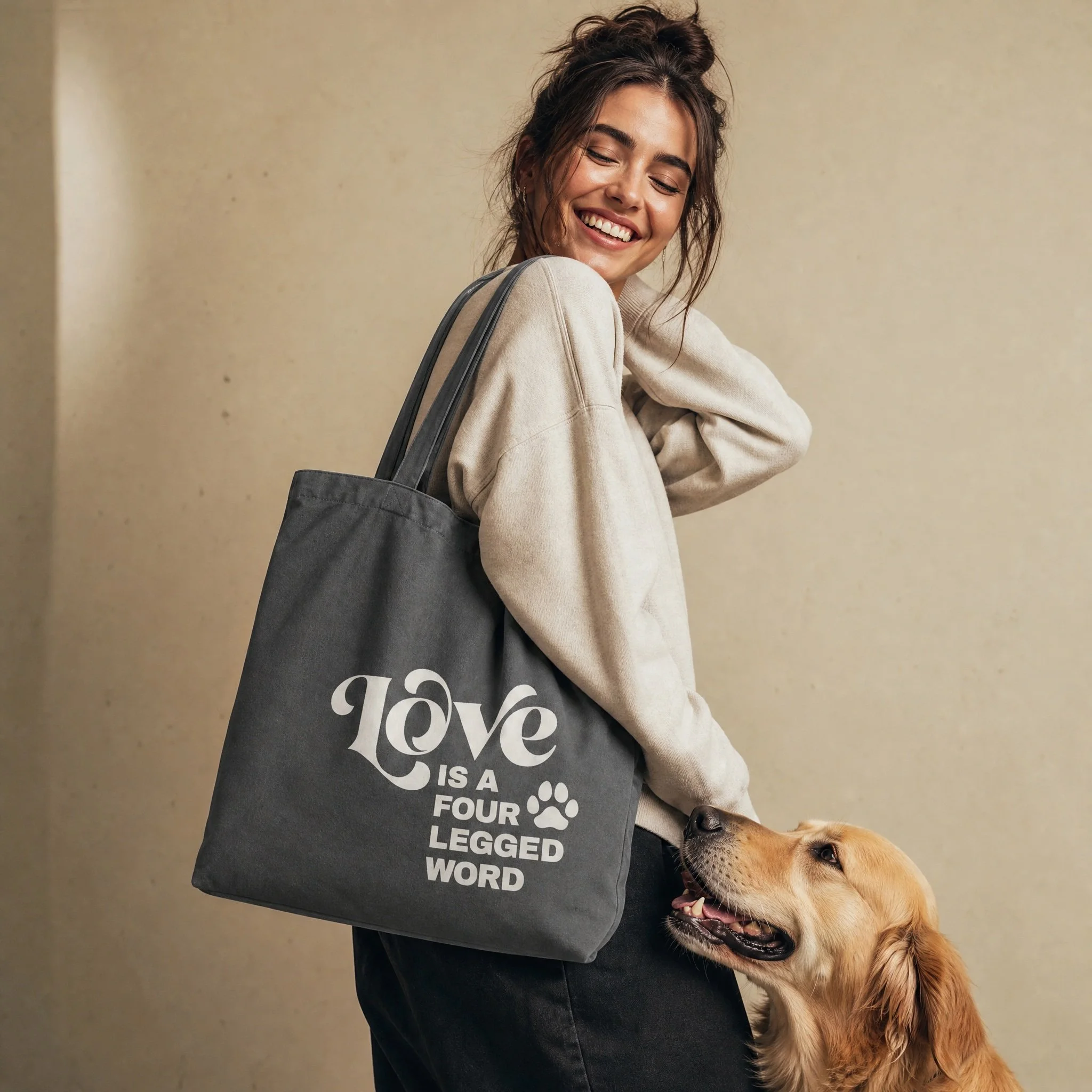Love Is Tote in Charcoal on Model.jpg