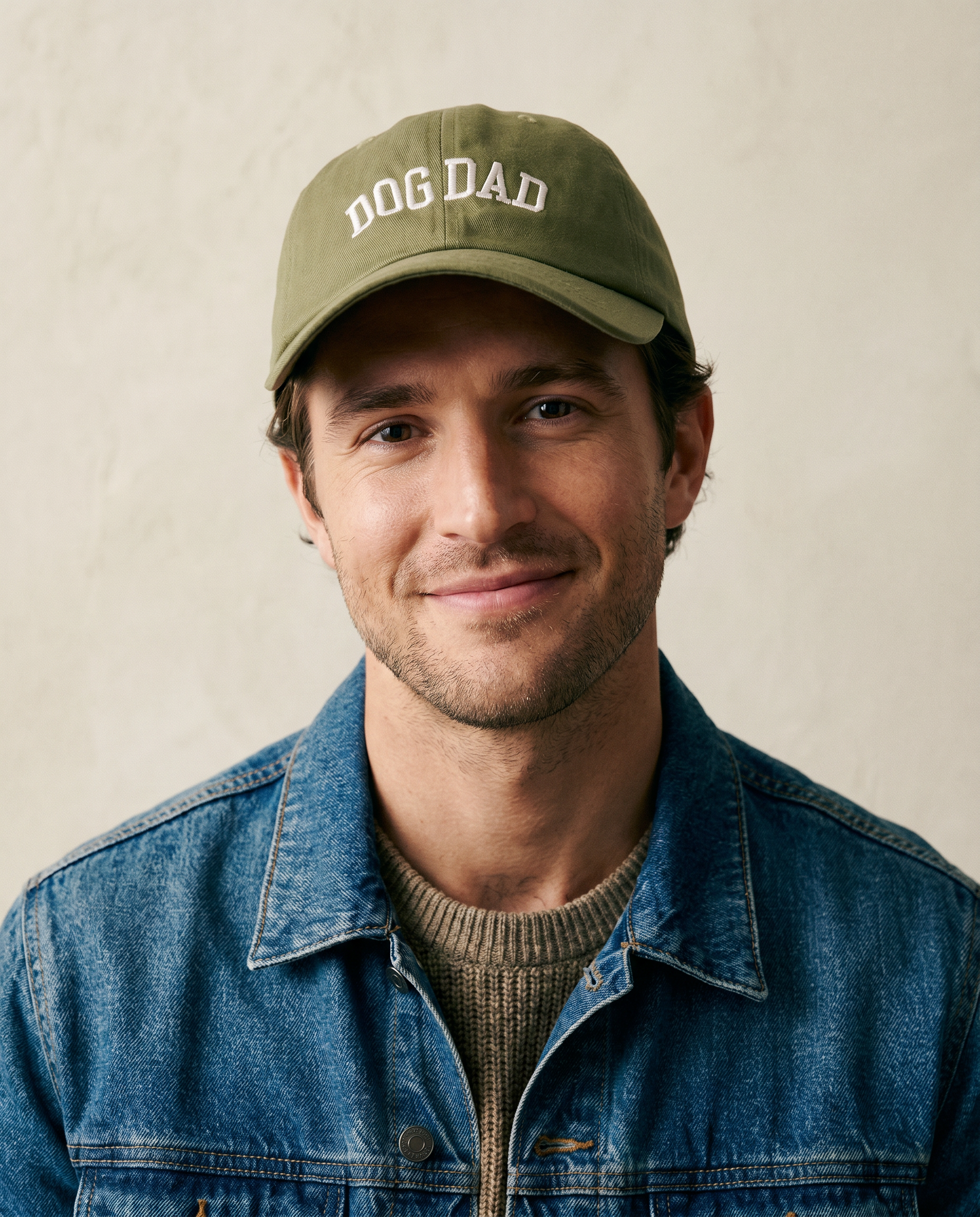 Dog Dad Cap Olive & White.png