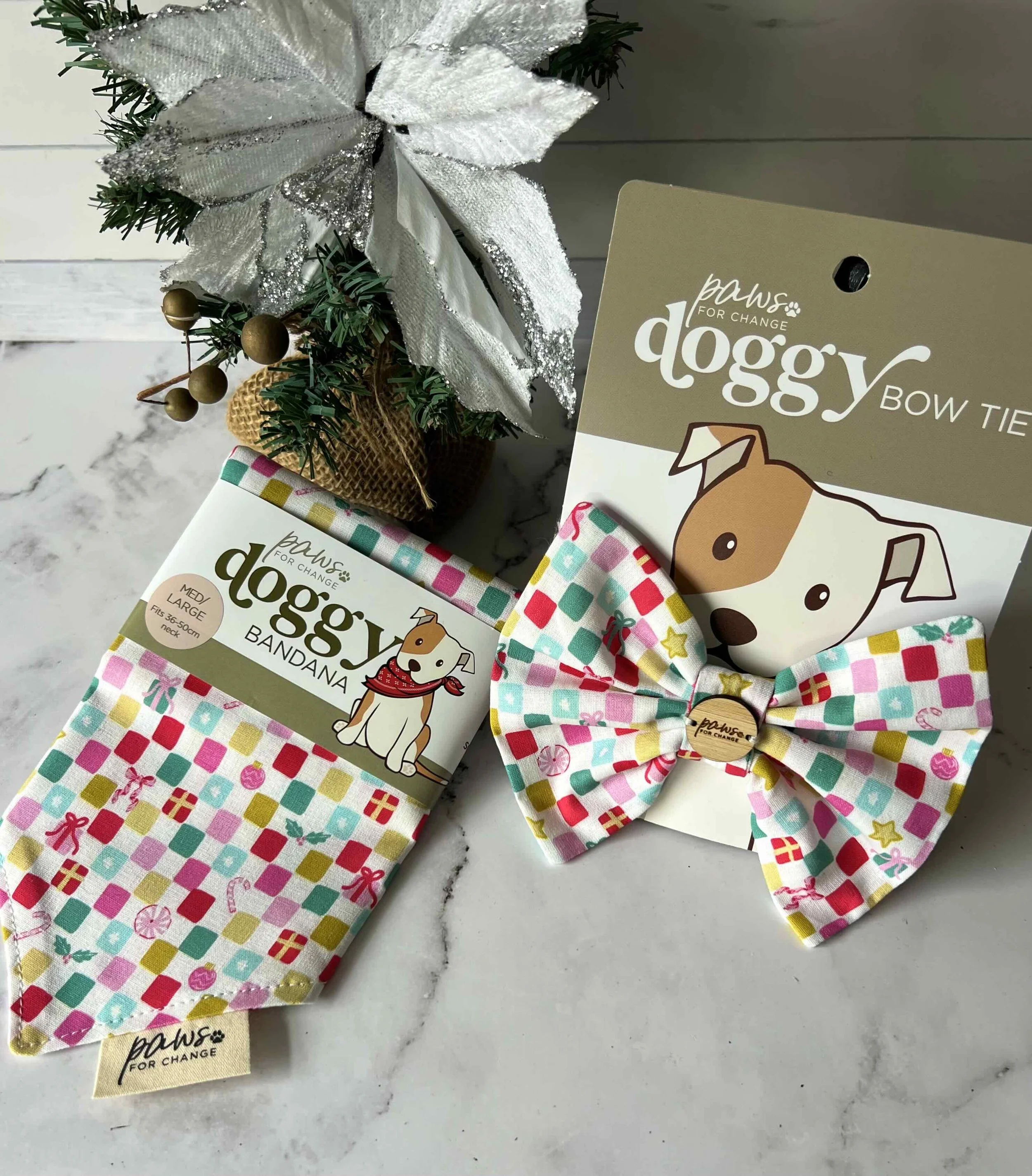 Christmas Checkerboard Bandana & Bow Tie.jpg