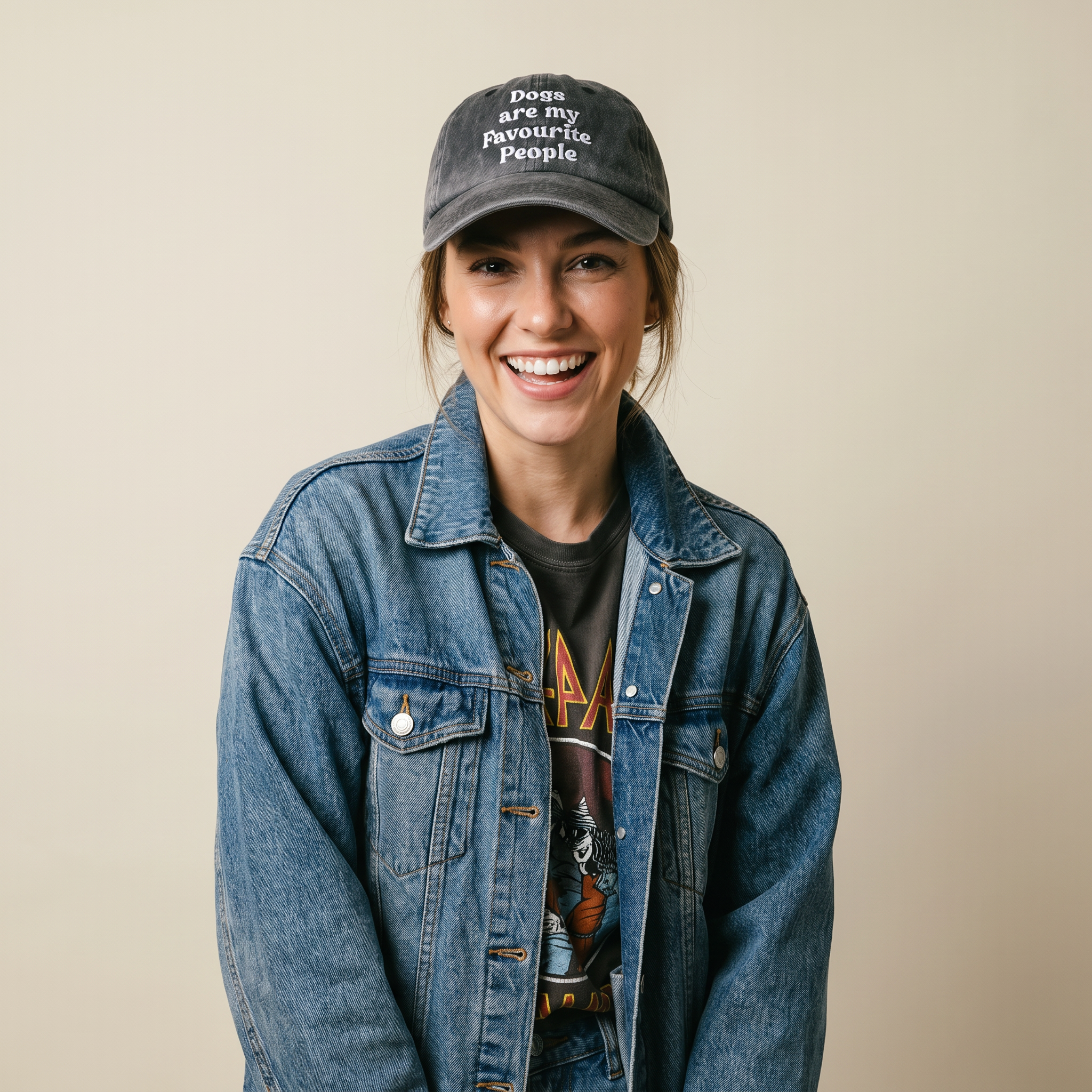 Dogs Are my Favourite People Cap Faded Charcoal.png