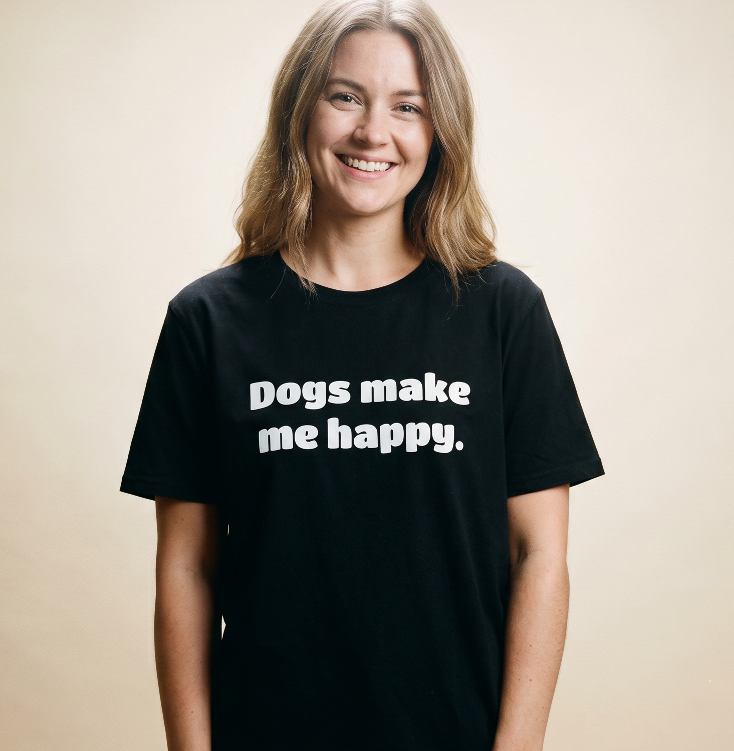Dogs Make me Happy T-Shirt in Black.png