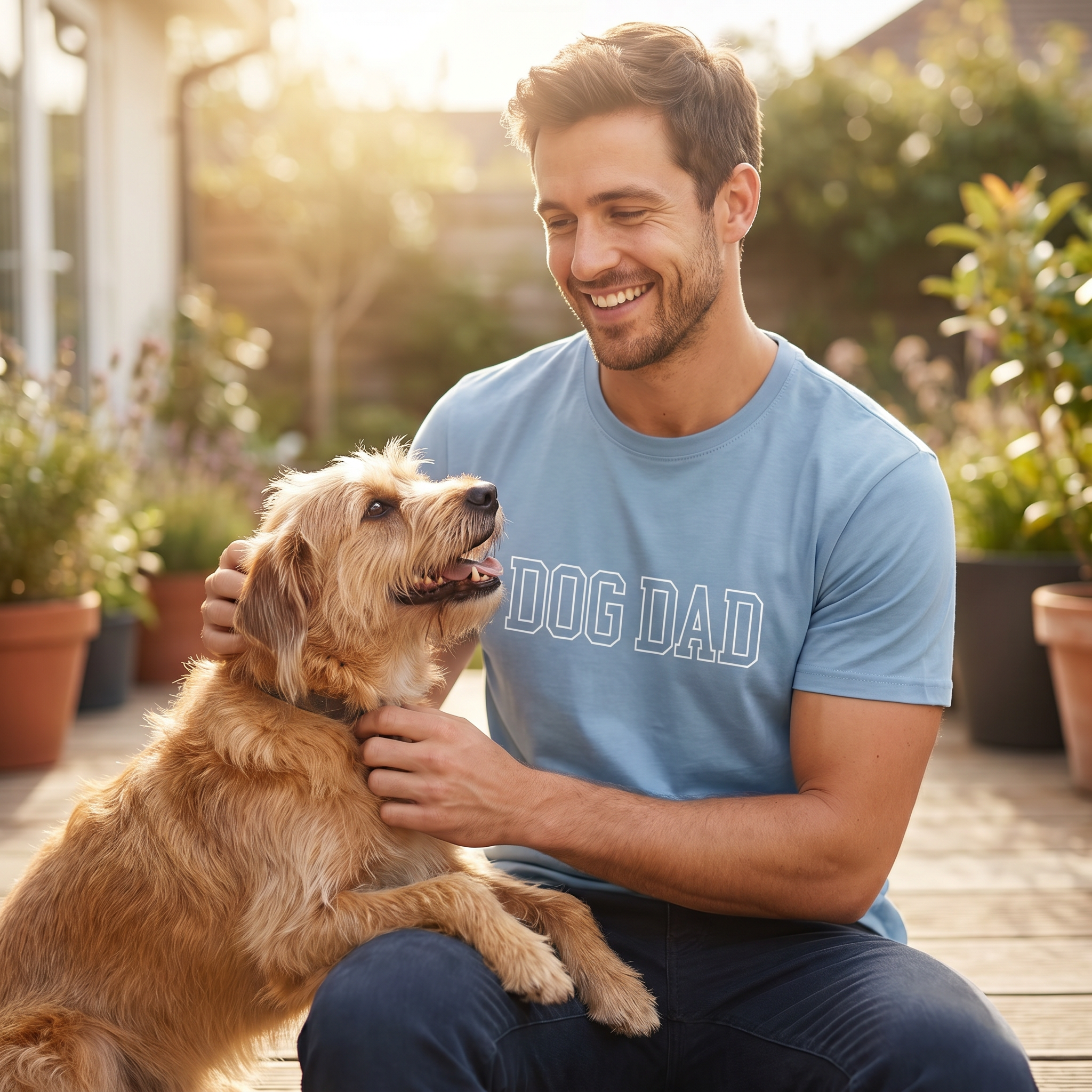 Dog Dad T-shirt in Blue.png