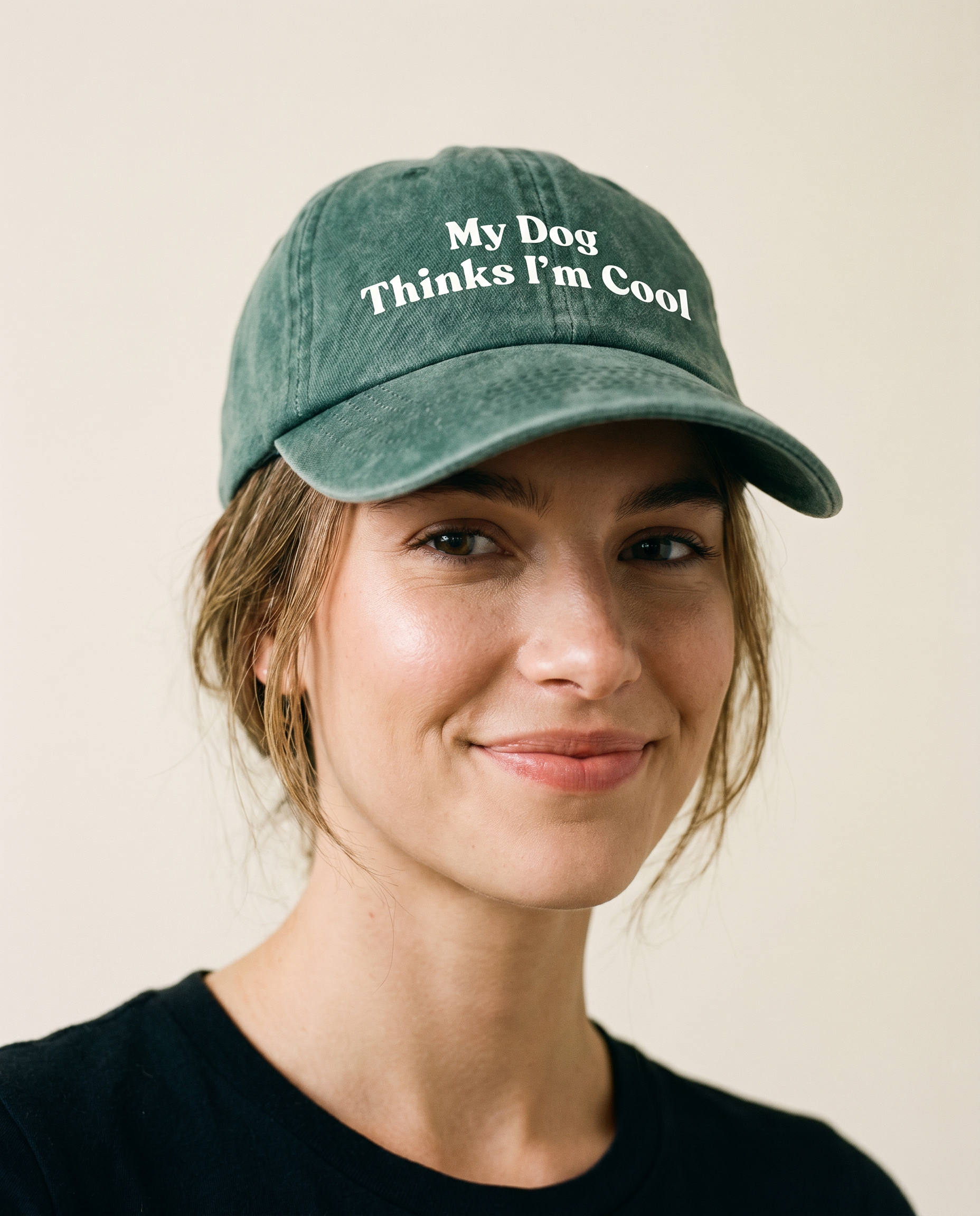 My Dog Thinks I'm Cool Cap Faded Green.png
