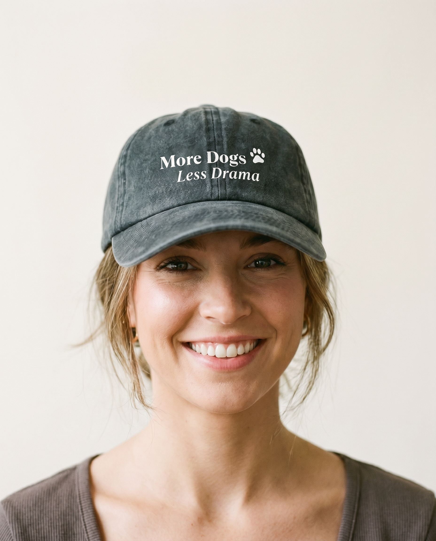 More Dogs Less Drama Cap Faded Charcoal.png