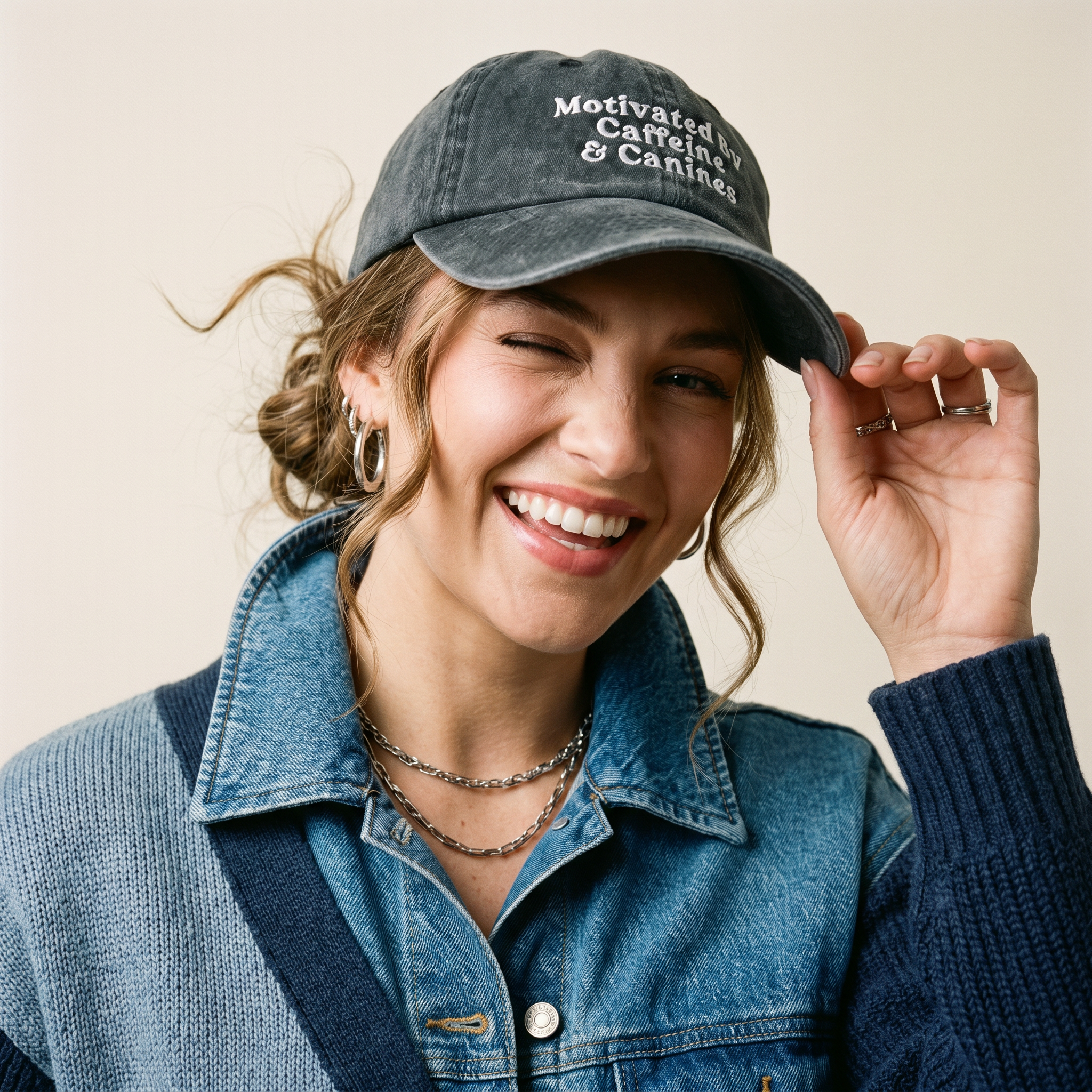 Motivated by Caffeine & Canines Cap Faded Charcoal.png