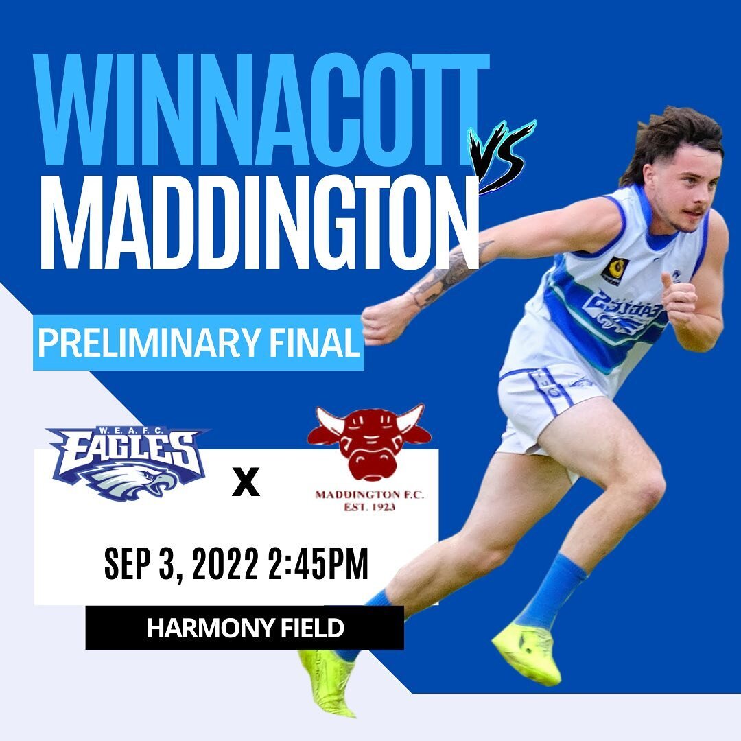 PRELIMINARY FINAL
Eagles take on Maddington this weekend at Harmony Field (2:45PM). Winner travels to the Grand Final!

Goodluck to the boys for Saturday! #goeagles 🦅🦅🦅