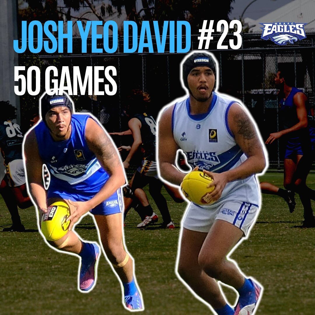 Congratulations to Yeoy #23 for reaching 50 games this weekend with the Eagles. Huge milestone for our saving grace in the backline. Once the helmet goes on, his forward has no chance. 

Well done @josh.yeodavid Hope to watch you for many games to co