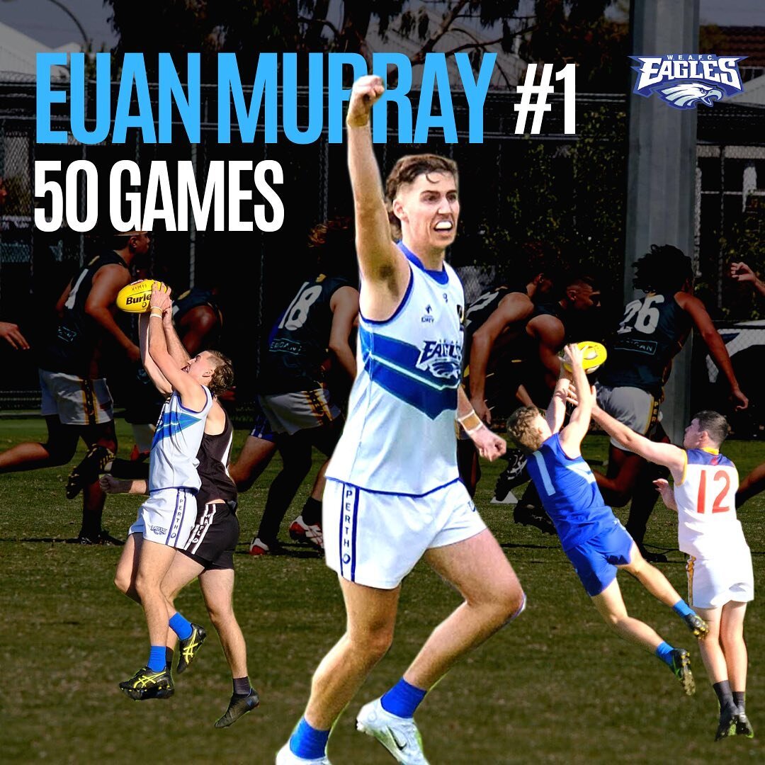 5️⃣0️⃣ games to our half-forward @euan.murray this weekend. Always a lock for 15 touches and a goal with the safest chest mark in the league. 

Congratulations mate and here&rsquo;s to many more in the blue and white 💙🤍 #goeagles