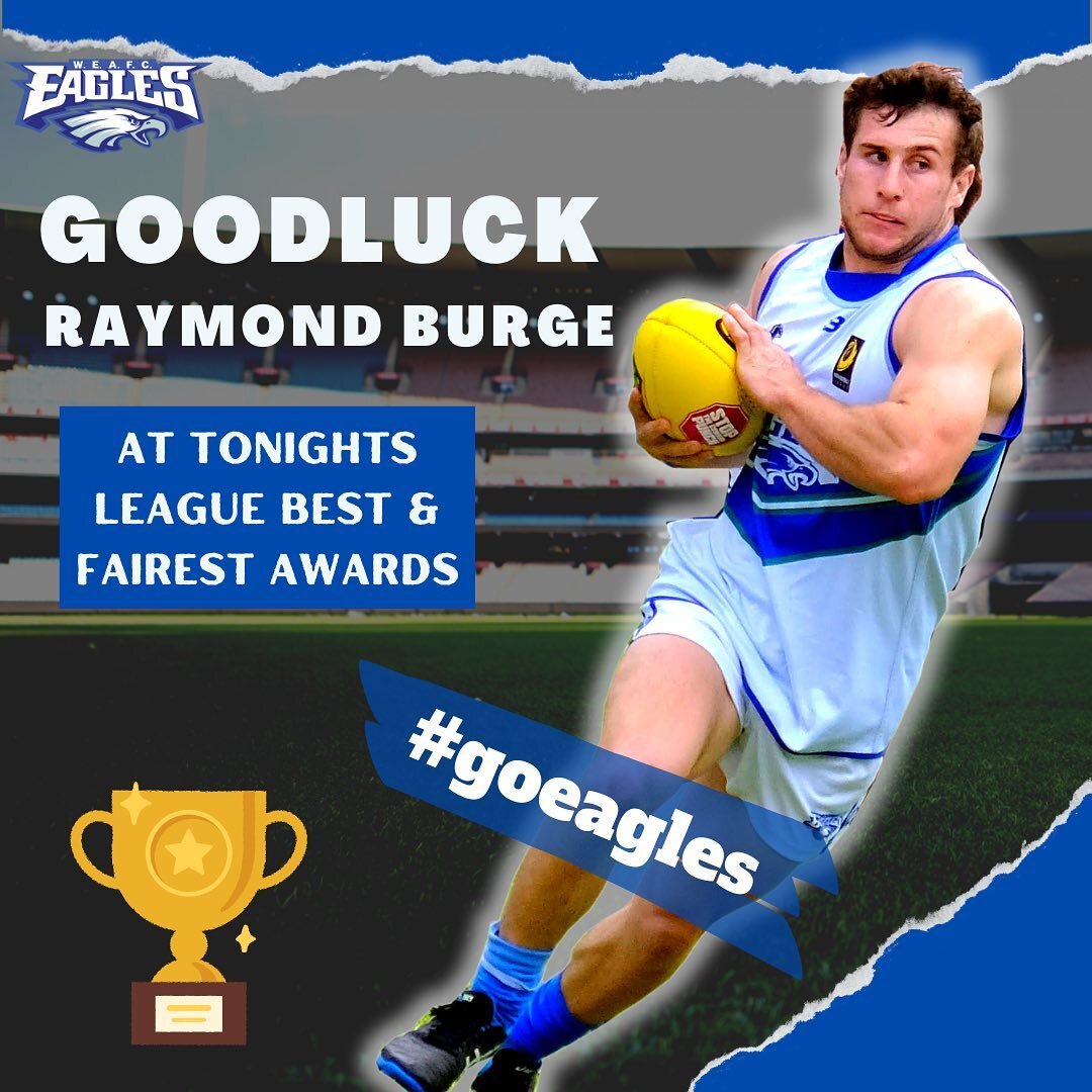 Goodluck to @raymond.burge_ for the League B&amp;F Awards. A very consistent player week in and out with the umpires rewarding his game. 

Awards start at 6PM tonight and will keep the socials updated!! #goeagles