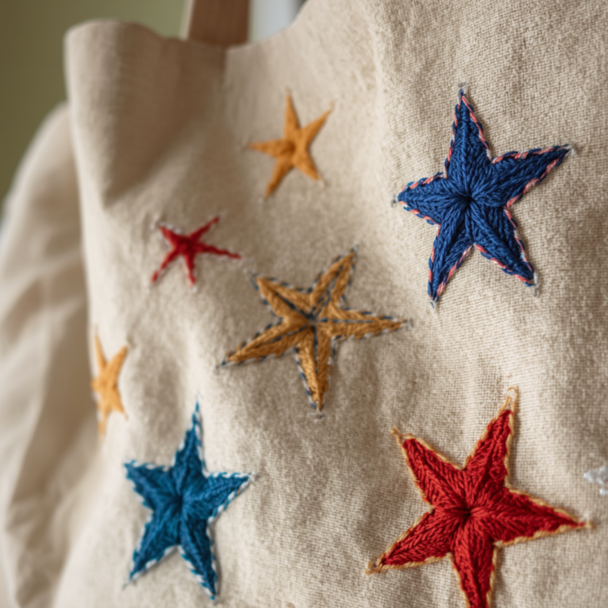 Star Applique Tote Bag