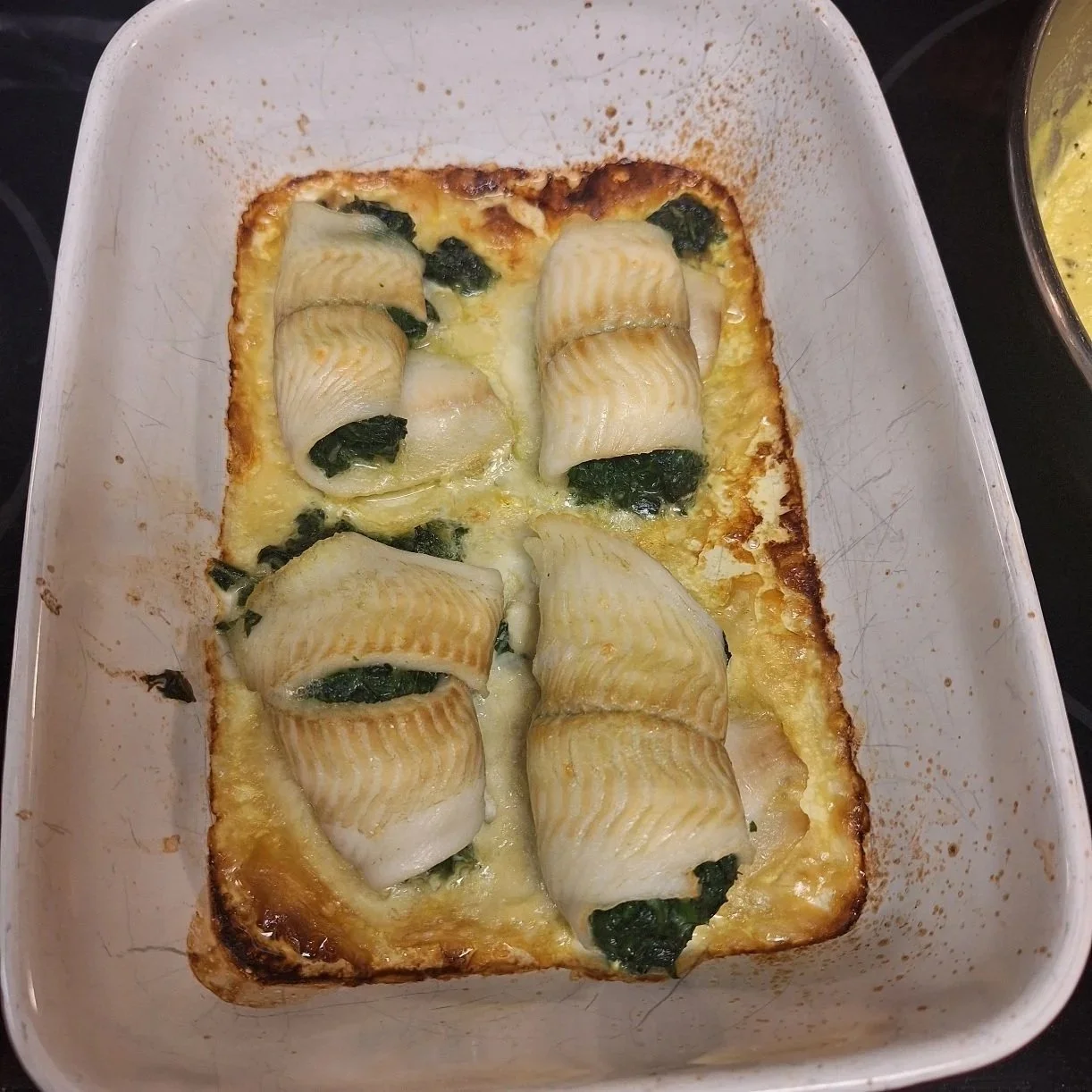 Zosia’s Spinach Stuffed Sole in Lemon Curry Sauce