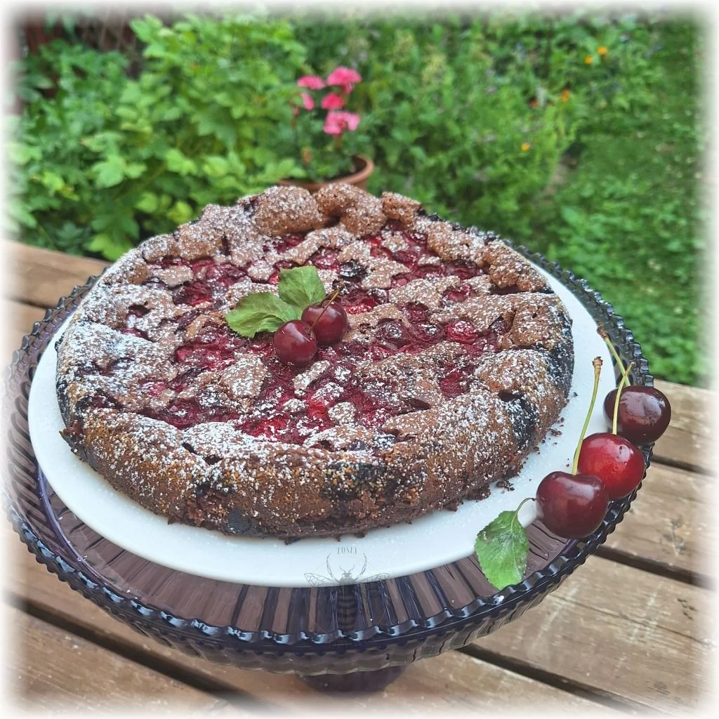 Gluten-Free Walnut Chocolate Sour Cherry Cake