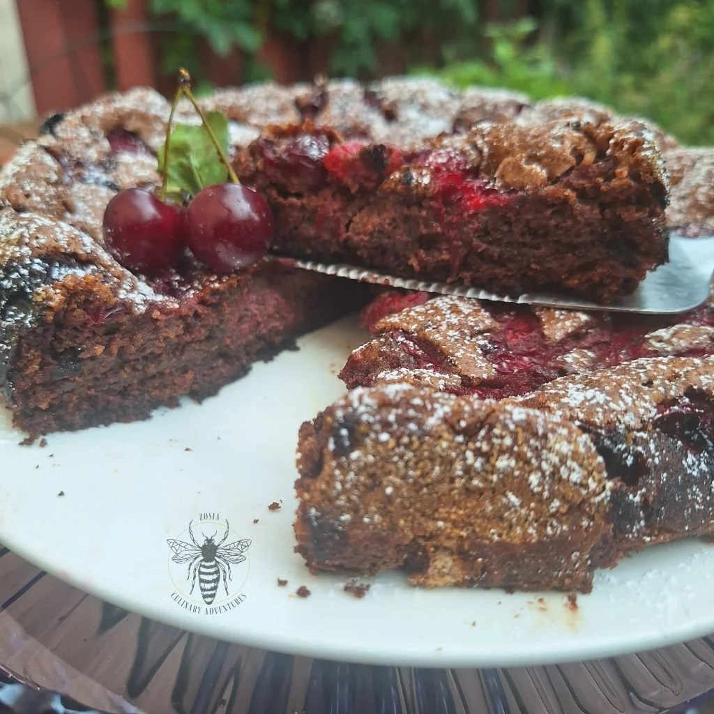  Combined with bittersweet chocolate and grinded walnuts, these local sour cherries create a moist, rich, and perfectly balanced gluten-free summer dessert that is as nourishing as it is irresistible. Whether you're picking cherries straight from the