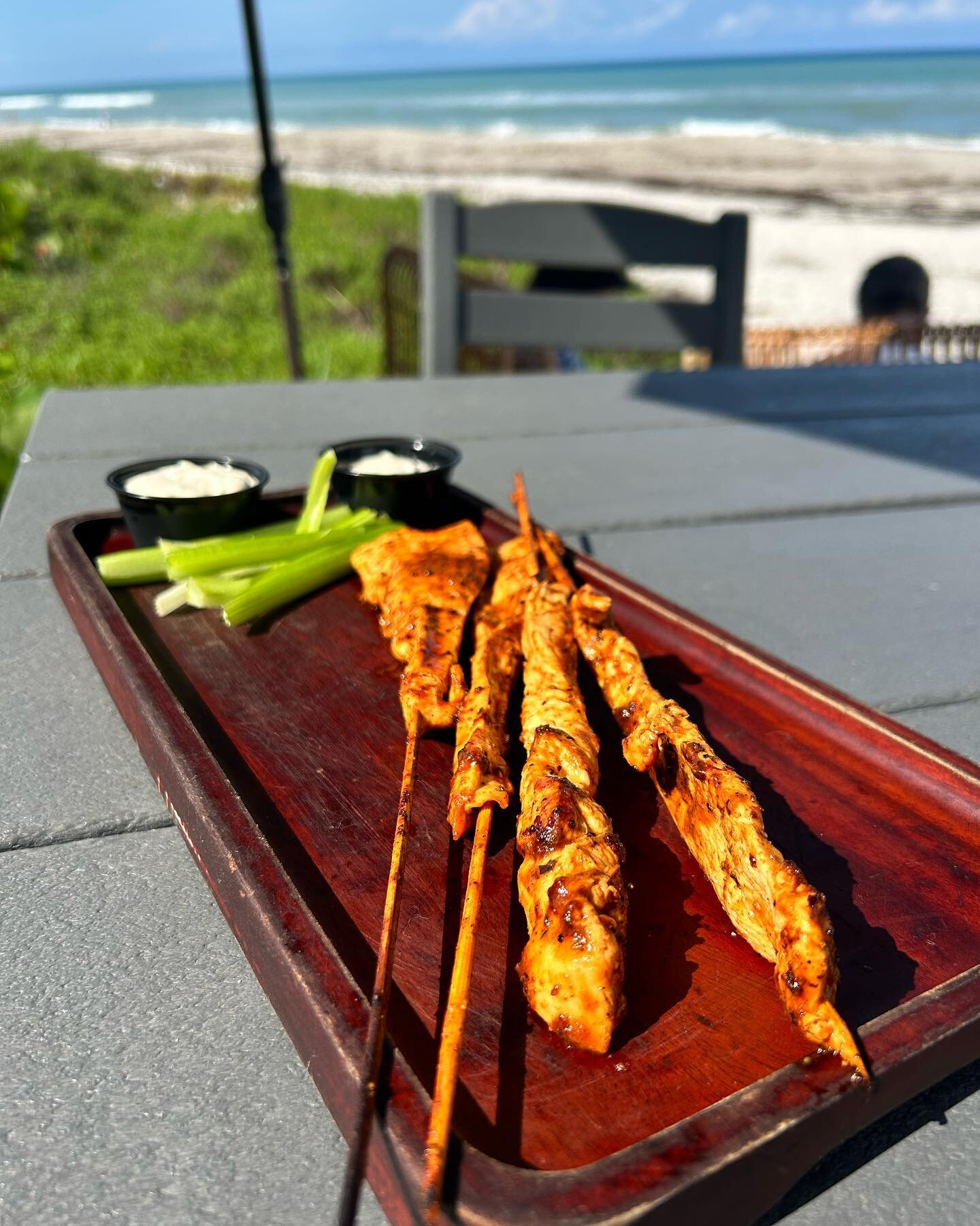 Buffalo chicken skewers are on our Features menu this weekend!!
A perfect bite on the beach!