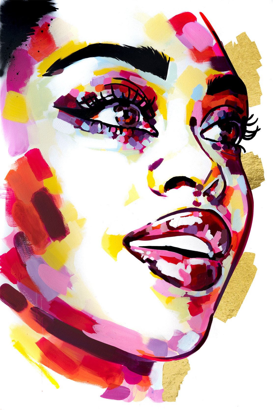 sophie bastien, painting, acrylic painting, women empowerment, gold leaf painting,