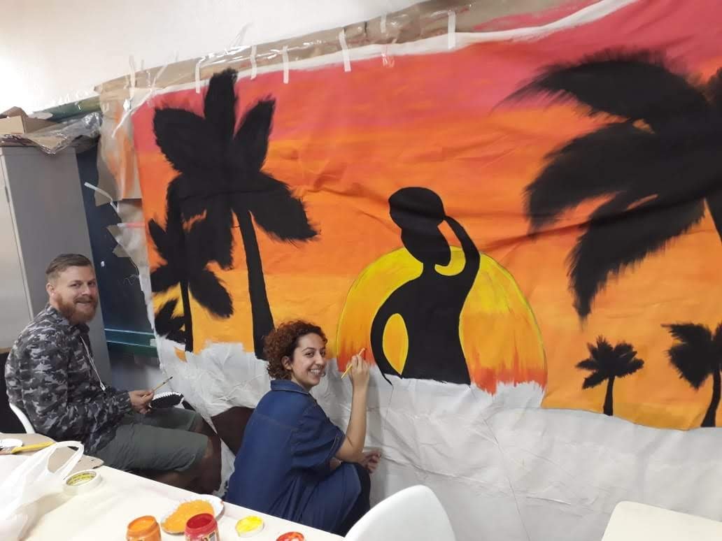We were preparing the scenery for the final year's presentation (2019)