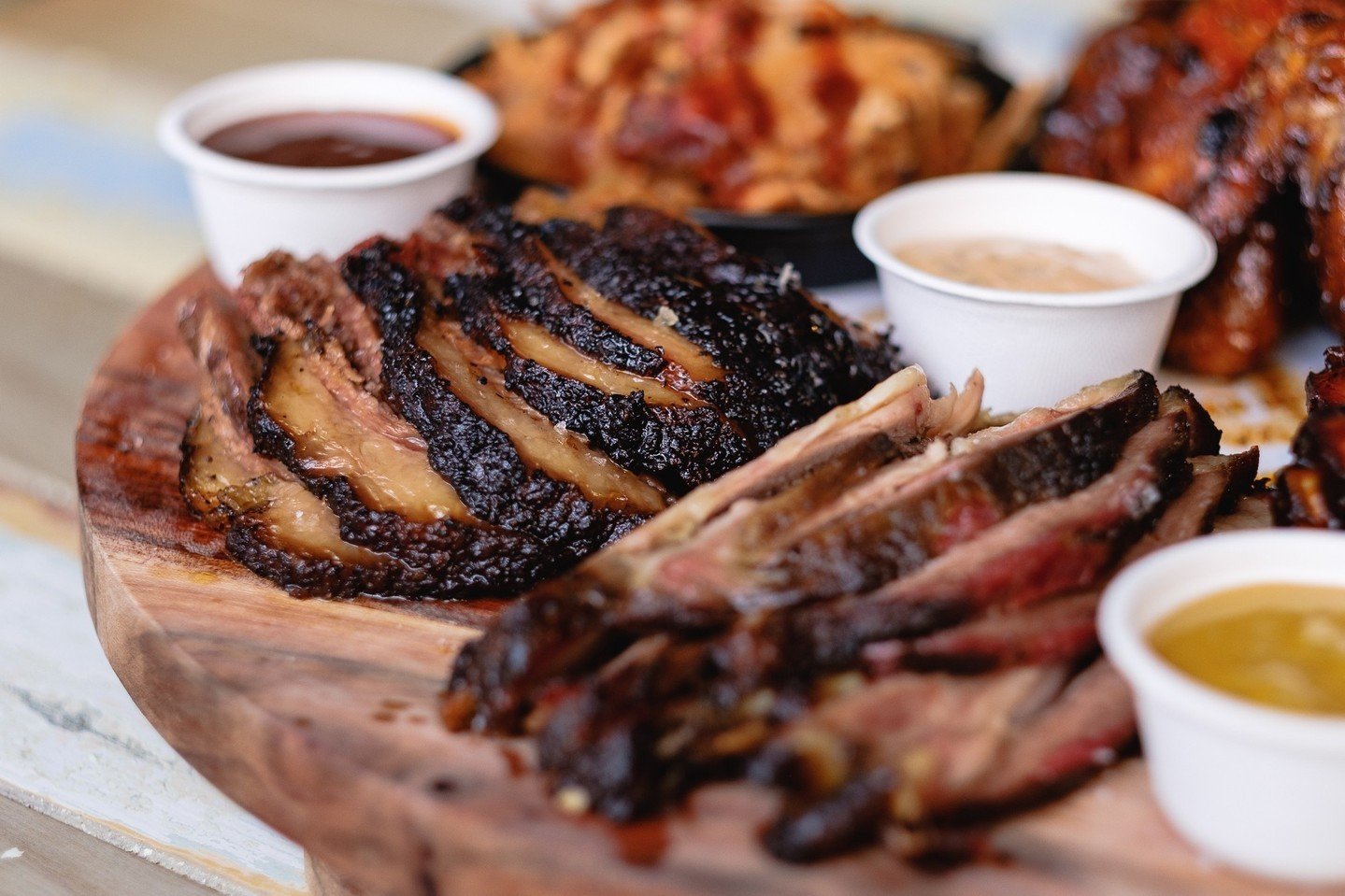 Our meatboards are a great way to sample a range of our delicious smoked meats! ⁠
⁠
Served with fries, slaw, &amp; pickles and available small or large.