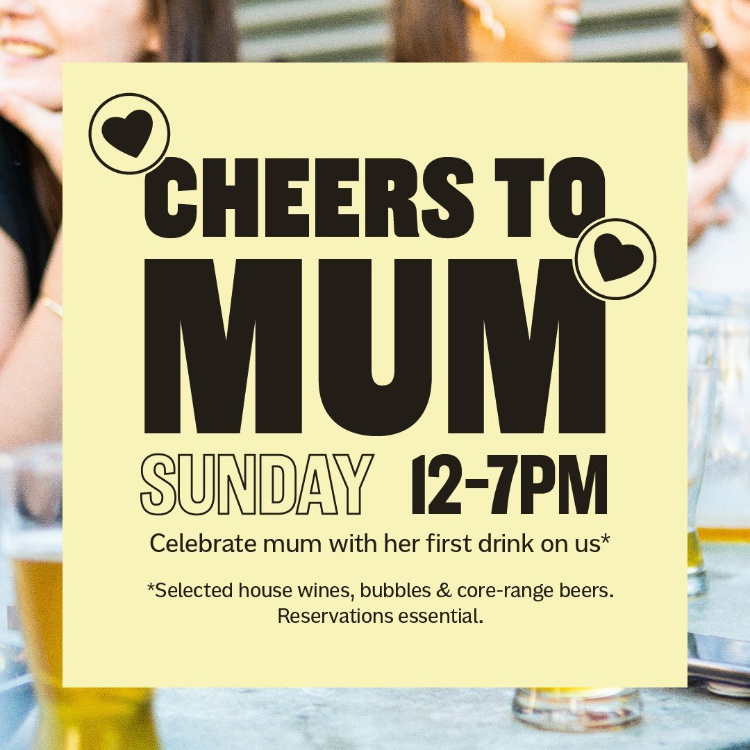 Join us from 12-7pm this Sunday, and Mum's first drink is on us!*⁠
Cheers Mums! 🍺⁠
⁠
Head to our link in bio to book. ⁠
⁠
*Available at both sites, booking required.