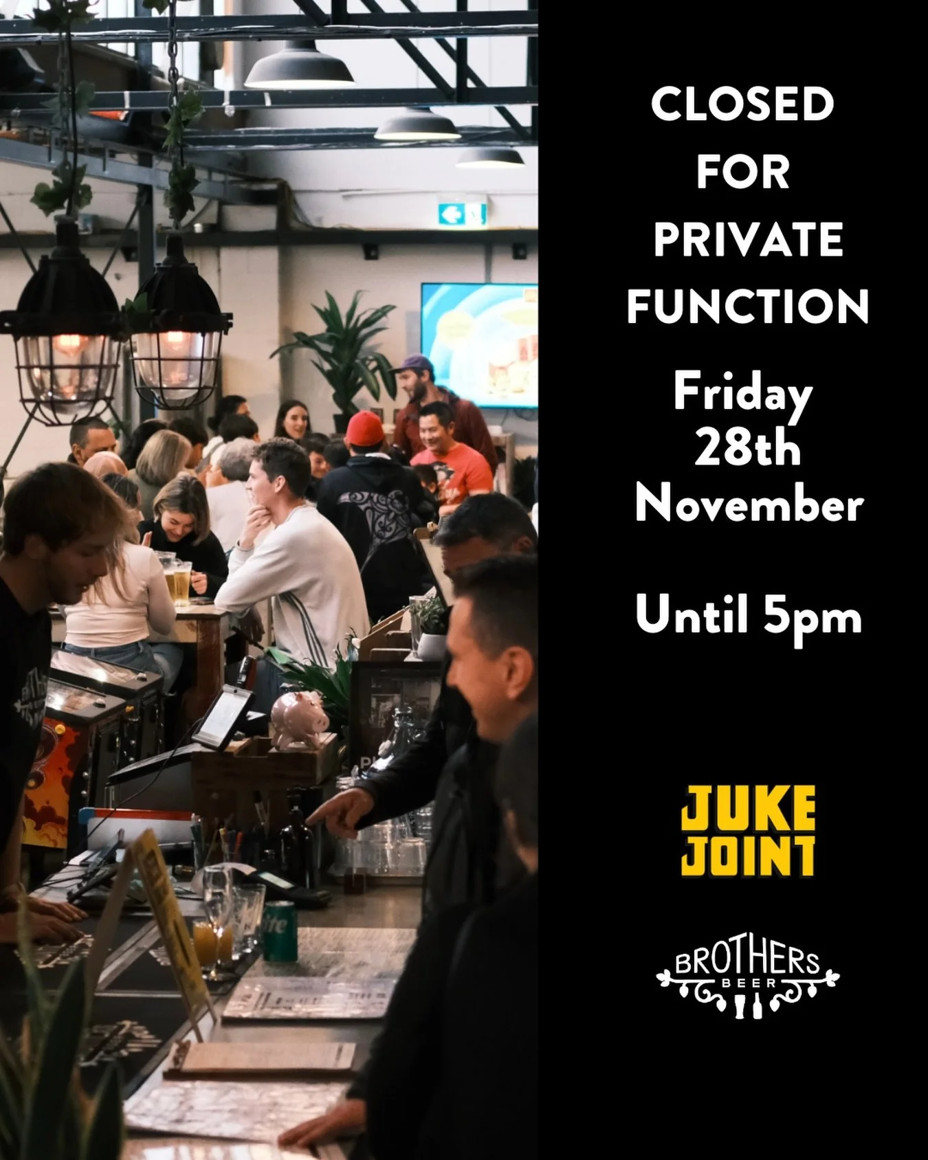 We&rsquo;ll be closed for lunch today for a private function, apologies for any inconvenience. 

We&rsquo;ll be open from 5pm, see you then!