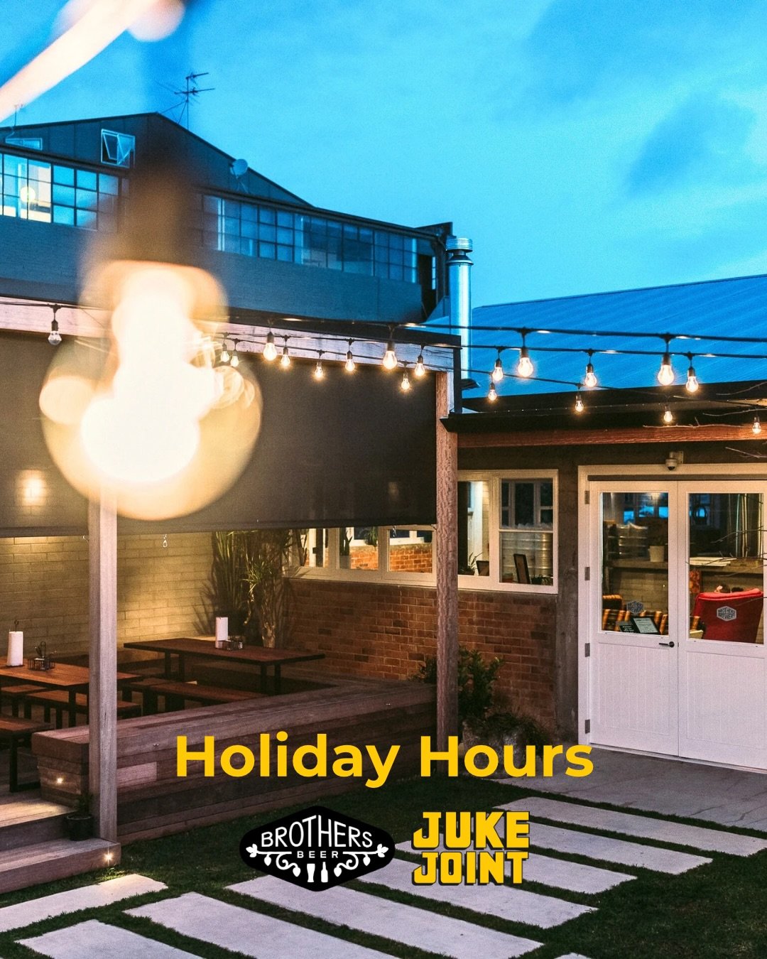 Swipe for our Holiday opening hours ➡️🎄🌟⁠
⁠
Happy Holidays from all of us at Brothers Beer &amp; Juke Joint 🎅