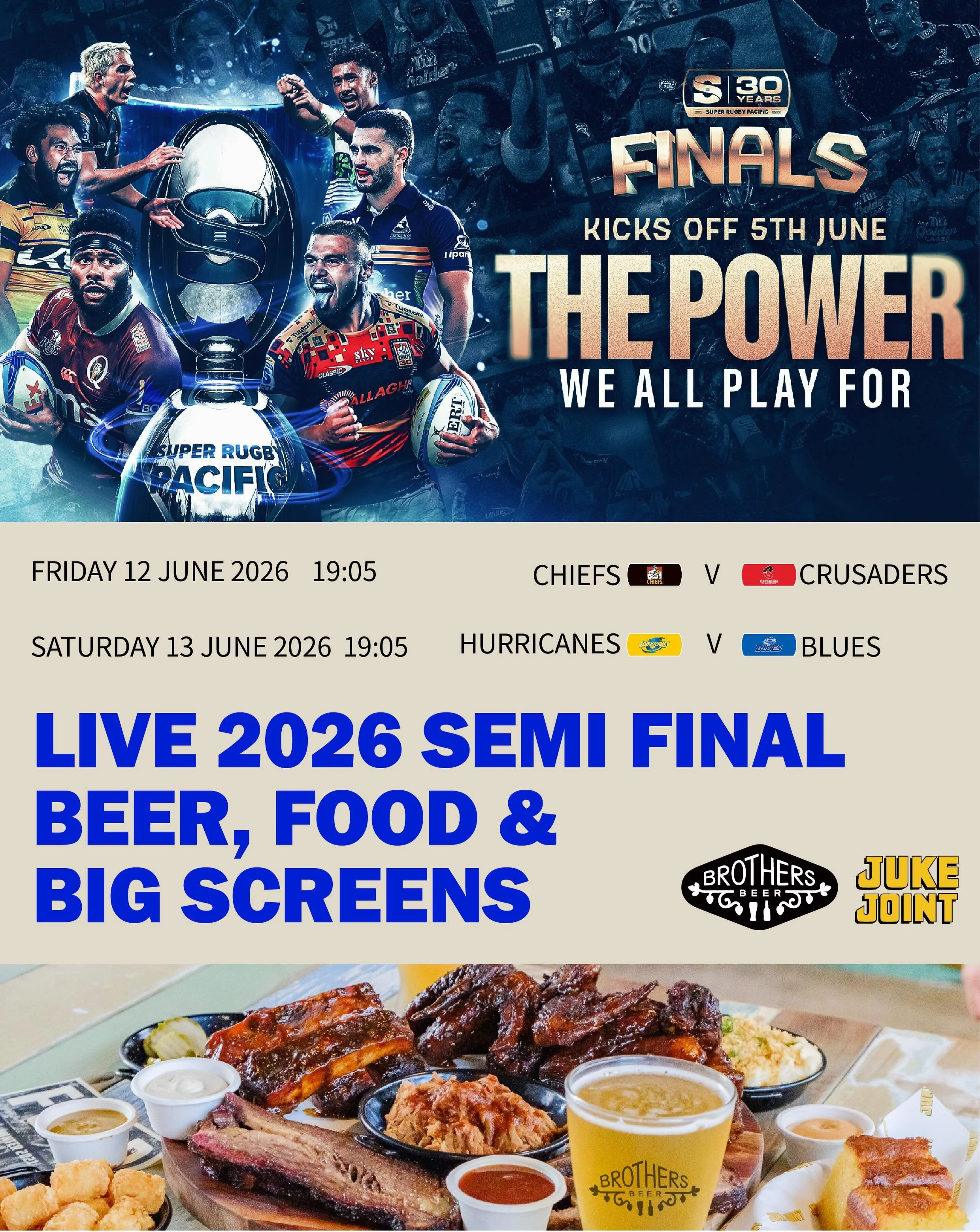 🍺Whether you&rsquo;re here for the FIFA World Cup 2026 action or the Super Rugby Pacific semi-finals, we&rsquo;ve got you covered.
Live match broadcasts, big screens, ice-cold Brothers Beer, and loaded game-day eats &mdash; all in one spot.
No need 