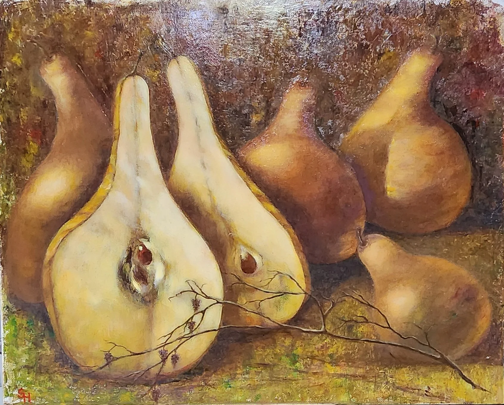 Pear Party 1, oil, 40 x 50 cm