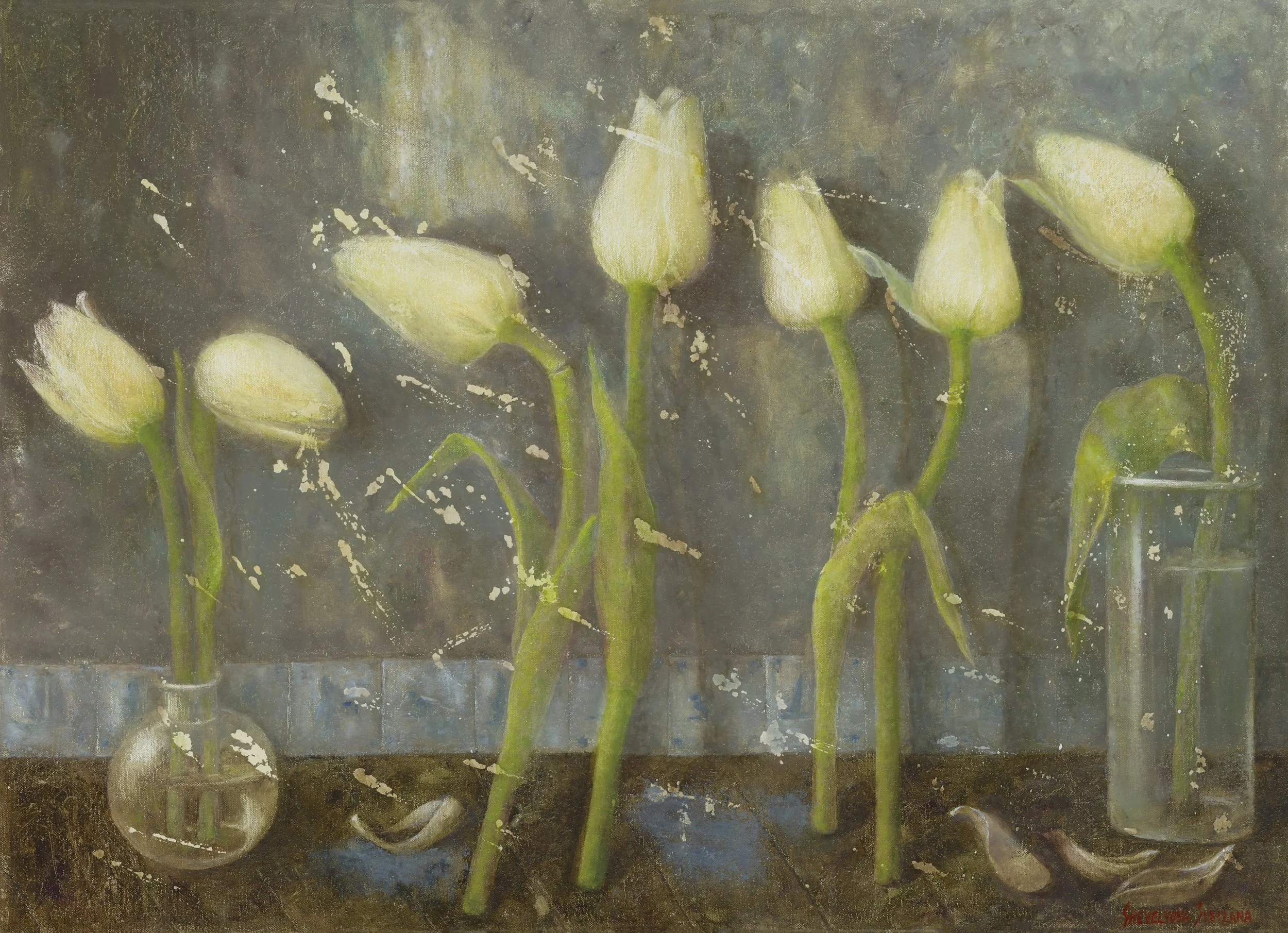 Dry The Wet Petals, oil, 50 x 70 cm