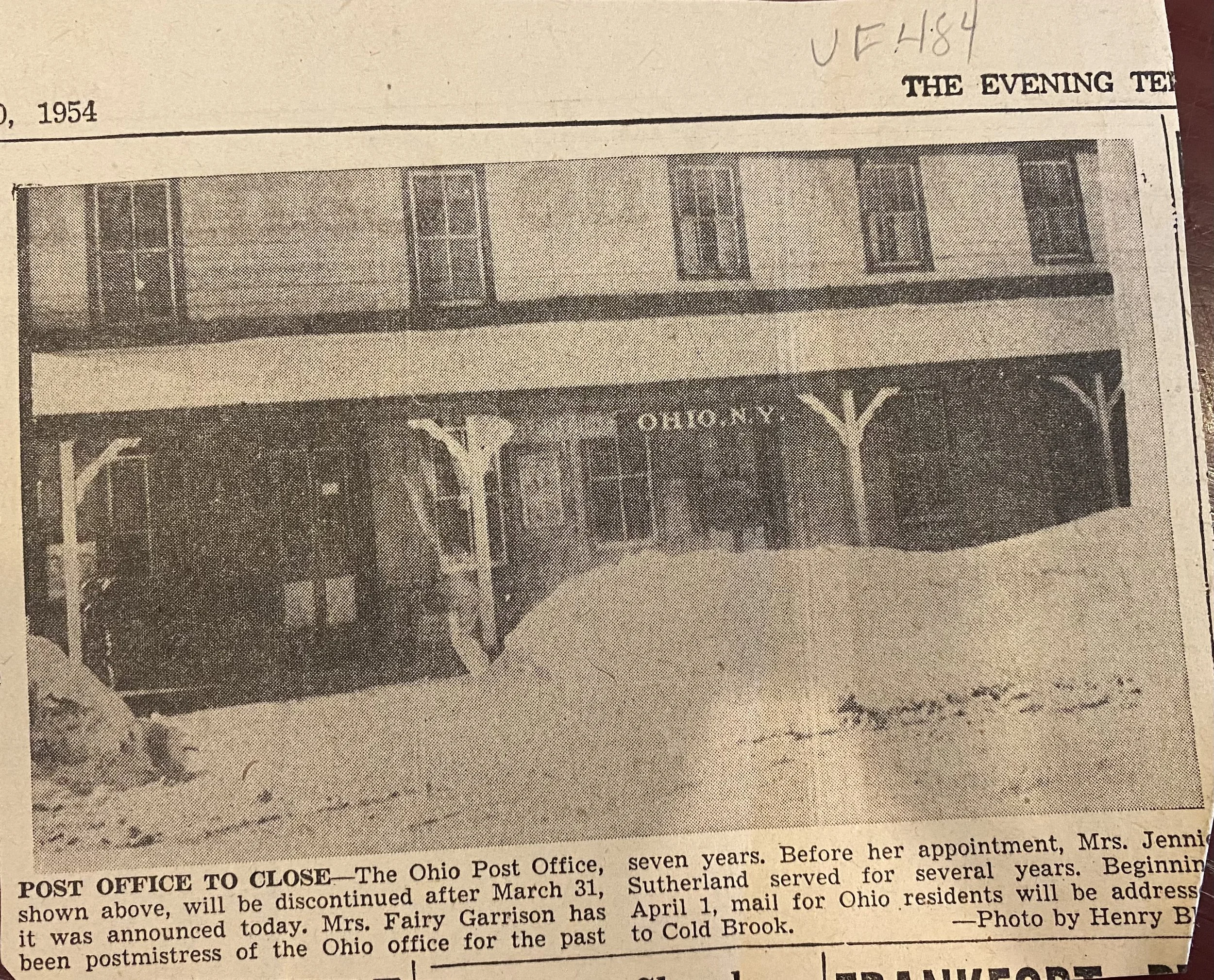 Town of Ohio Former Post Office and Hotel Fire 1982 — Town of Ohio, New