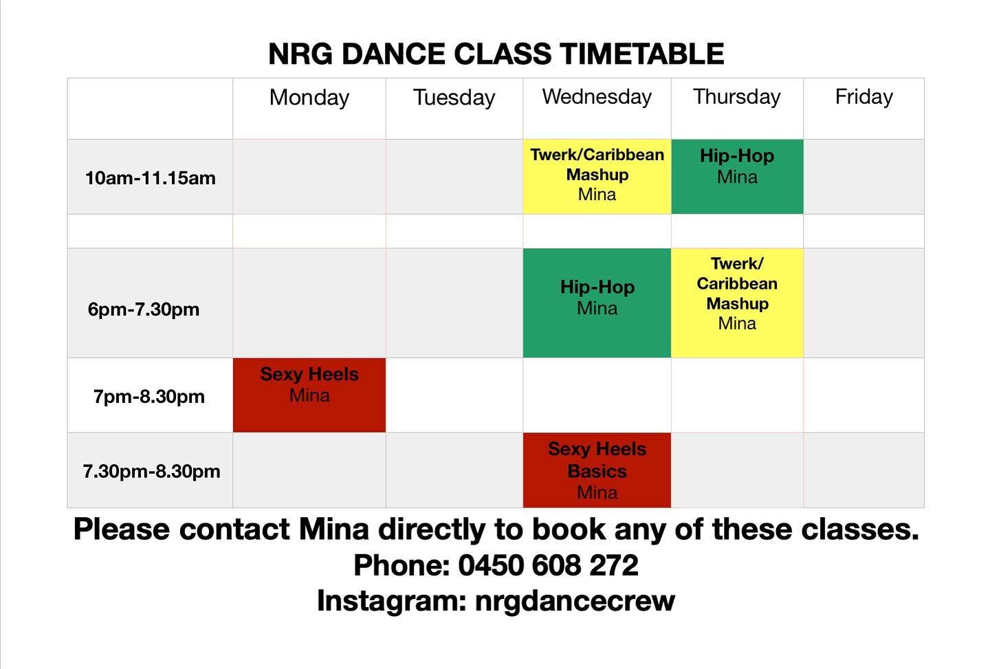 Have you tried one of Minas dance classes yet?
Mina is a phenomenal dance teacher with over a decade of experience teaching and performing around the globe. 
Her classes are high energy, a great work out and so much fun! 
Book directly through Mina f