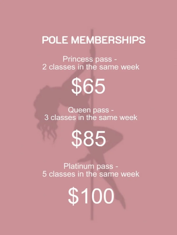 ✨ ARE YOU A PLATINUM GODDESS? ✨

Alongside our Princess and Queen memberships, we&rsquo;re introducing our newest level of pole obsession&hellip;

💎 PLATINUM POLE MEMBERSHIP 💎

5 classes in the same week &mdash; just $100!

For those who just can&r