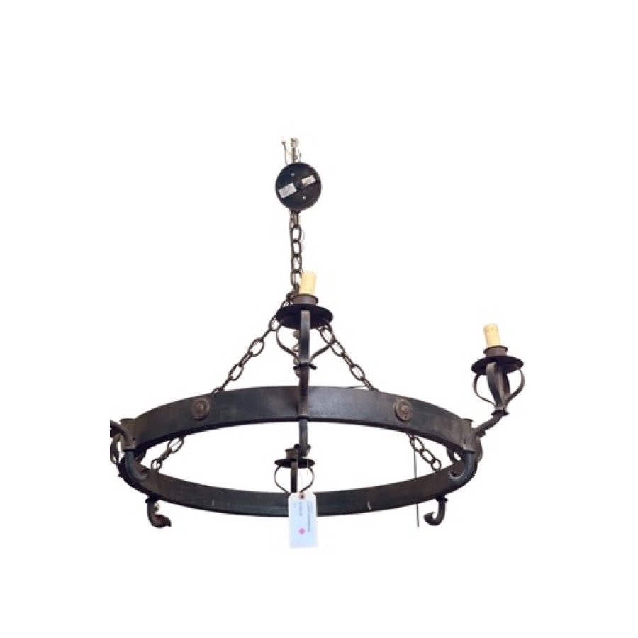 ANTIQUE WROUGHT IRON CHANDELIER