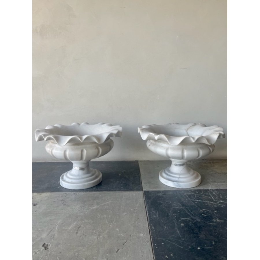 PAIR OF MARBLE GARDEN CENTERPIECES